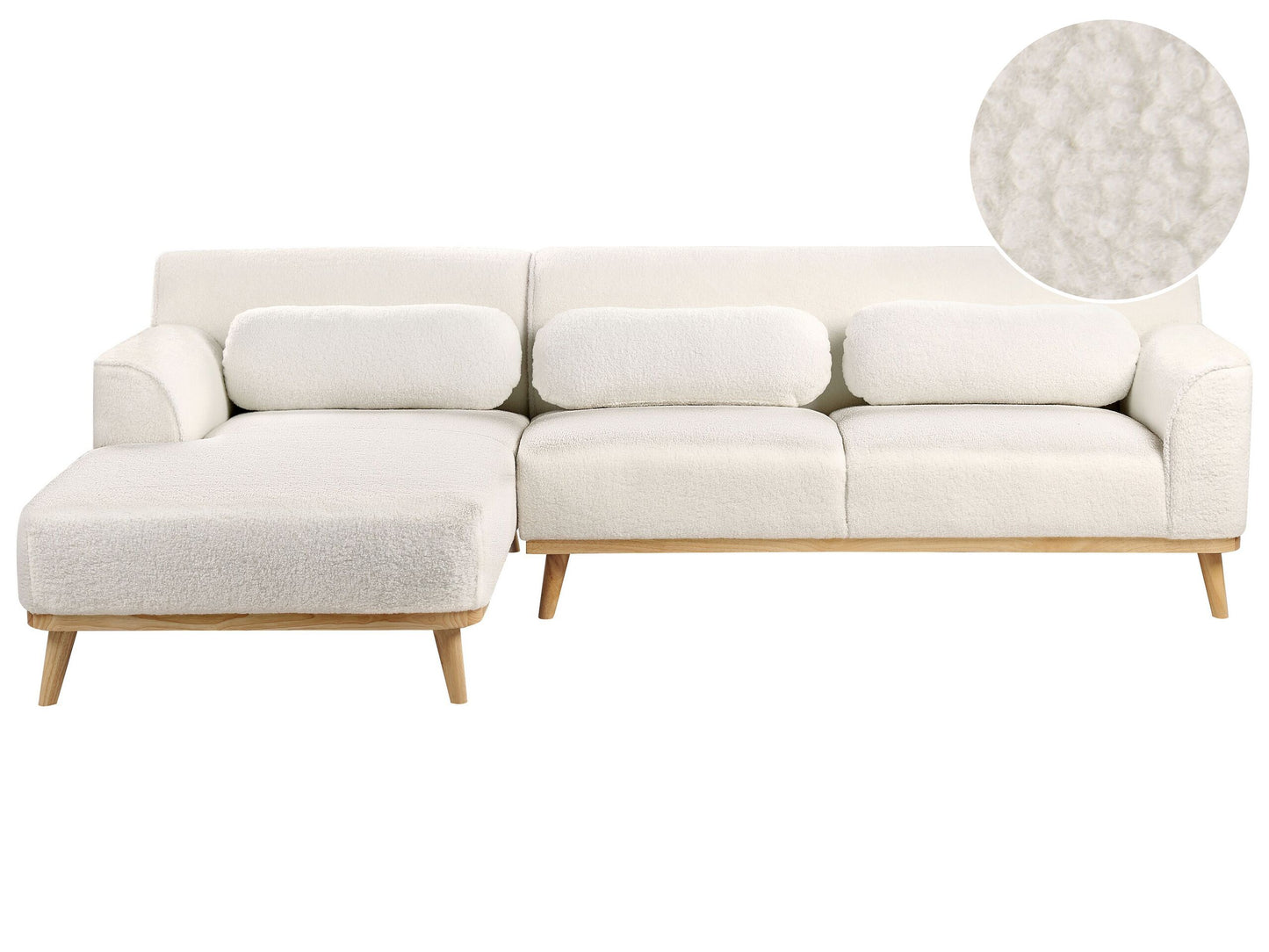 3-Sitzer Ecksofa Bouclé weiss rechtsseitig SIMOS