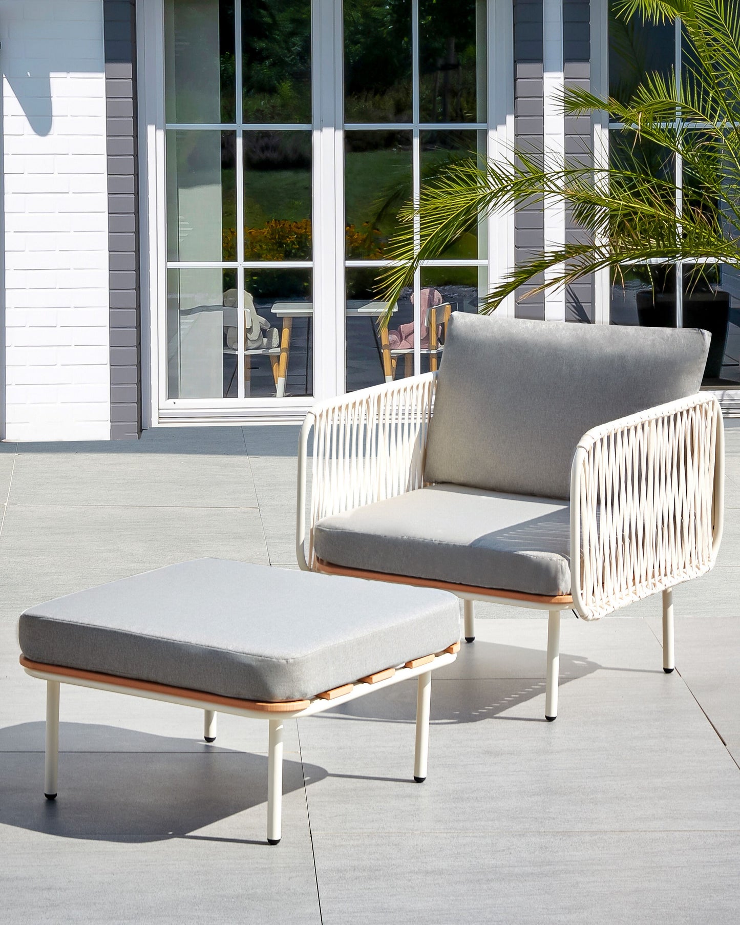 Stuhl mit Fusshocker Grau SENISE