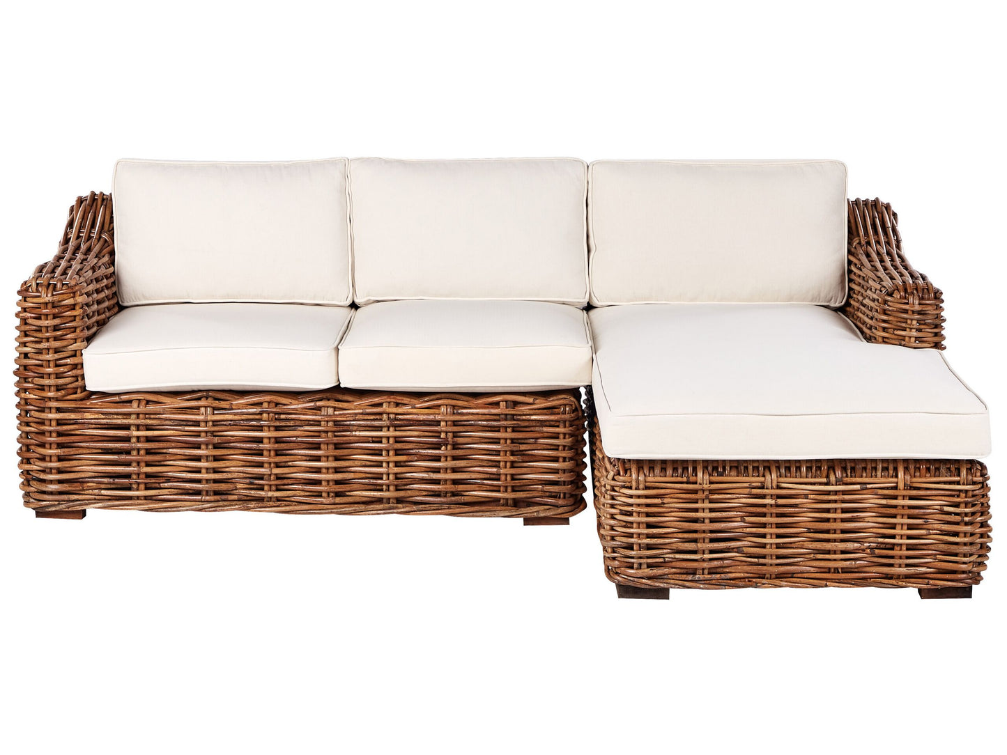 Garten Ecksofa 3-Sitzer BRIATICO linksseitig Rattan Naturfarben