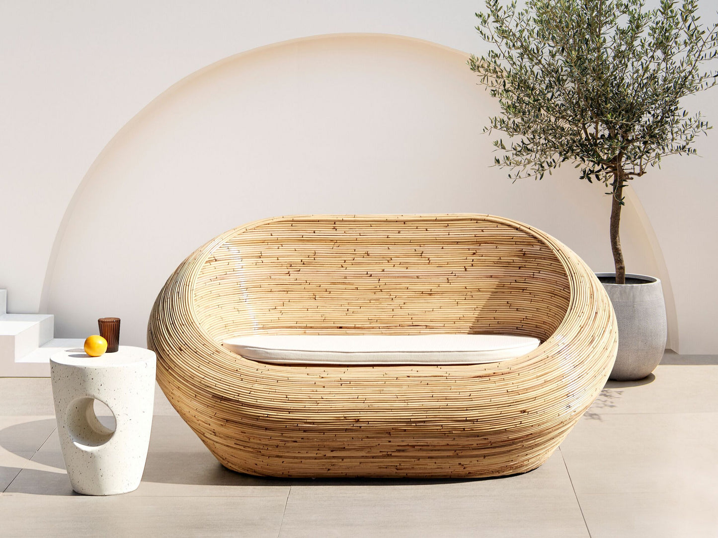 Gartensofa 2-Sitzer MAIORI Rattan Naturfarben