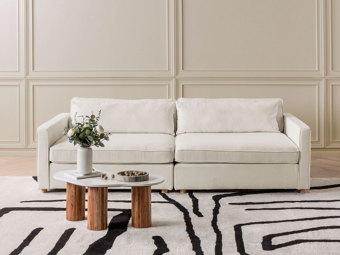 3-Sitzer Sofa Bouclé cremeweiss VINSTRA