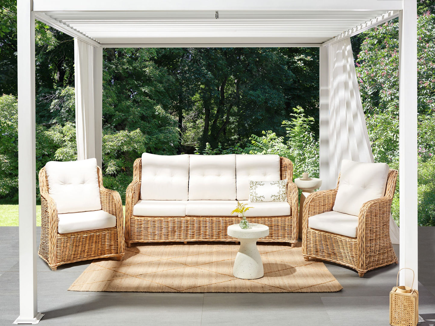 Gartensofa Set 5-Sitzer ALESSANO Rattan Naturfarben