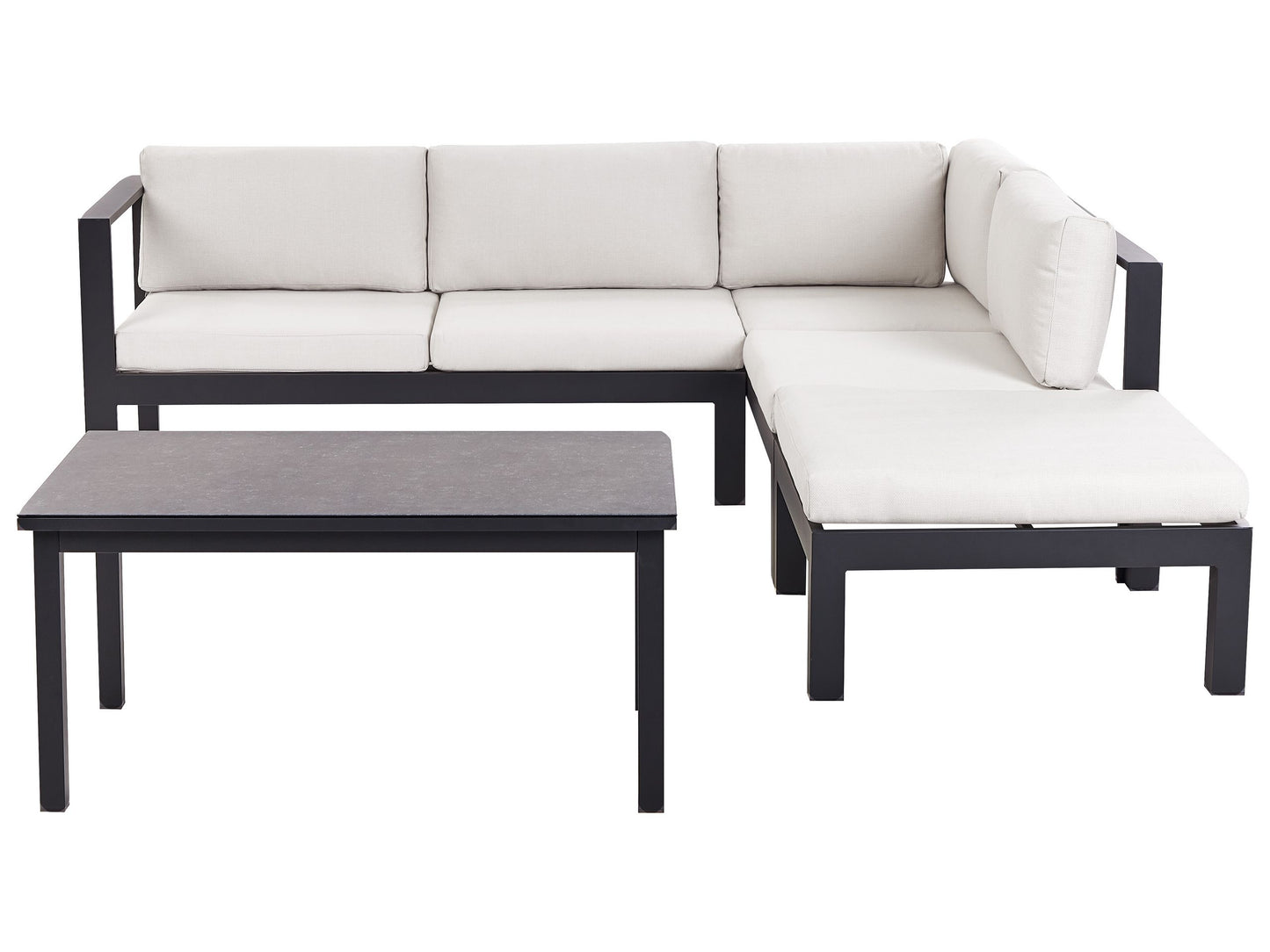 Garten Ecksofa mit Tisch 5-Sitzer MESSINA linksseitig Metall Cremeweiss