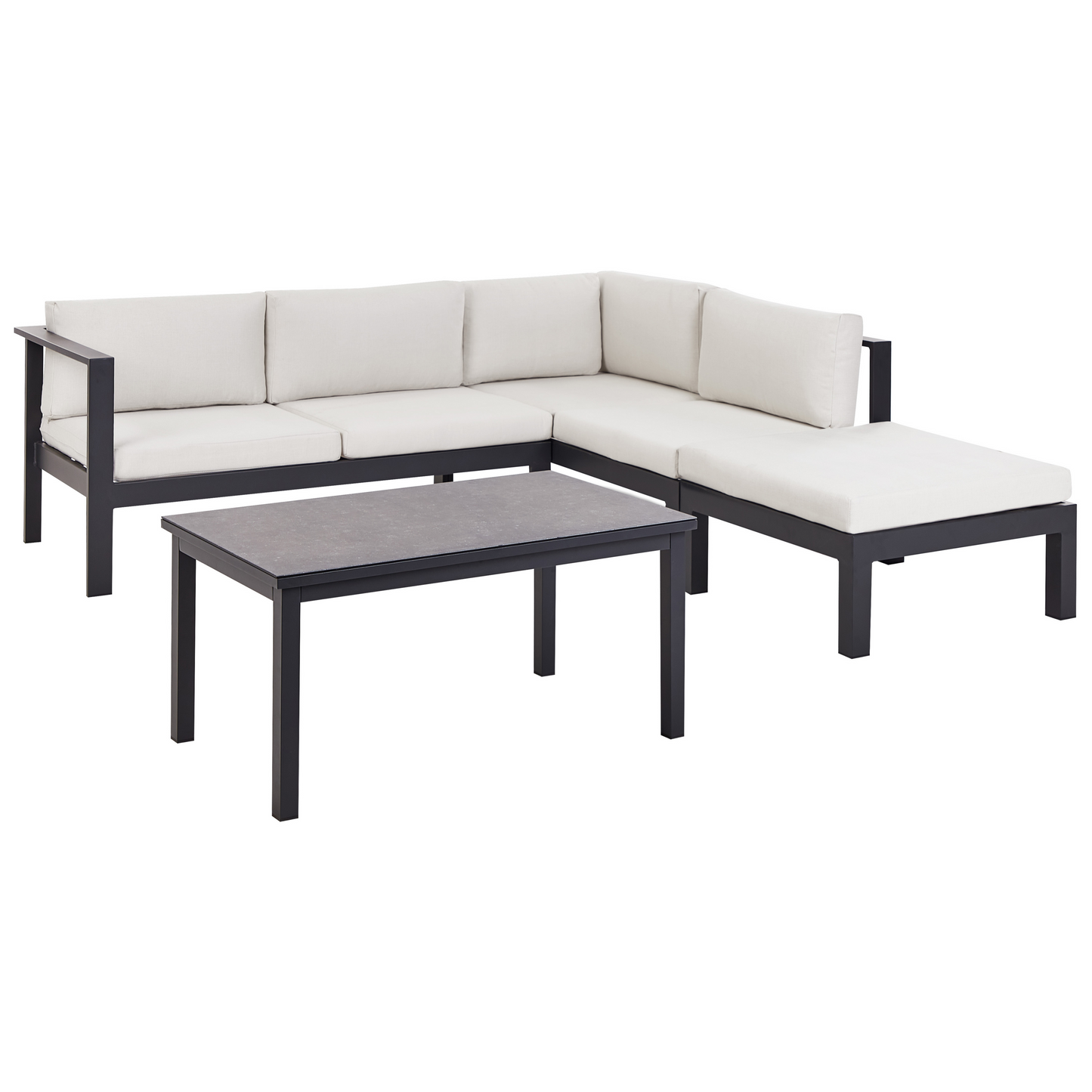 Garten Ecksofa mit Tisch 5-Sitzer MESSINA linksseitig Metall Cremeweiss