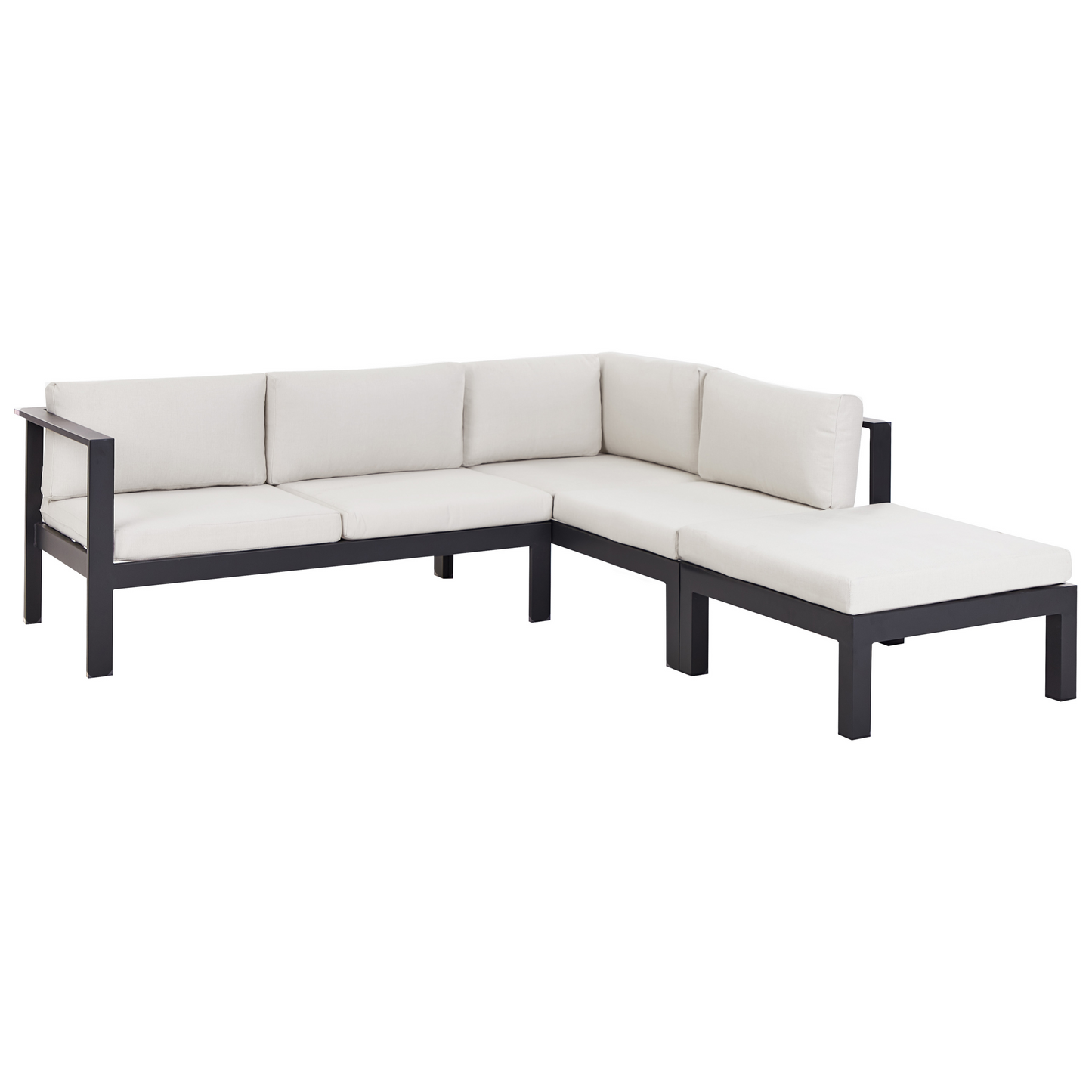 Garten Ecksofa mit Tisch 5-Sitzer MESSINA linksseitig Metall Cremeweiss
