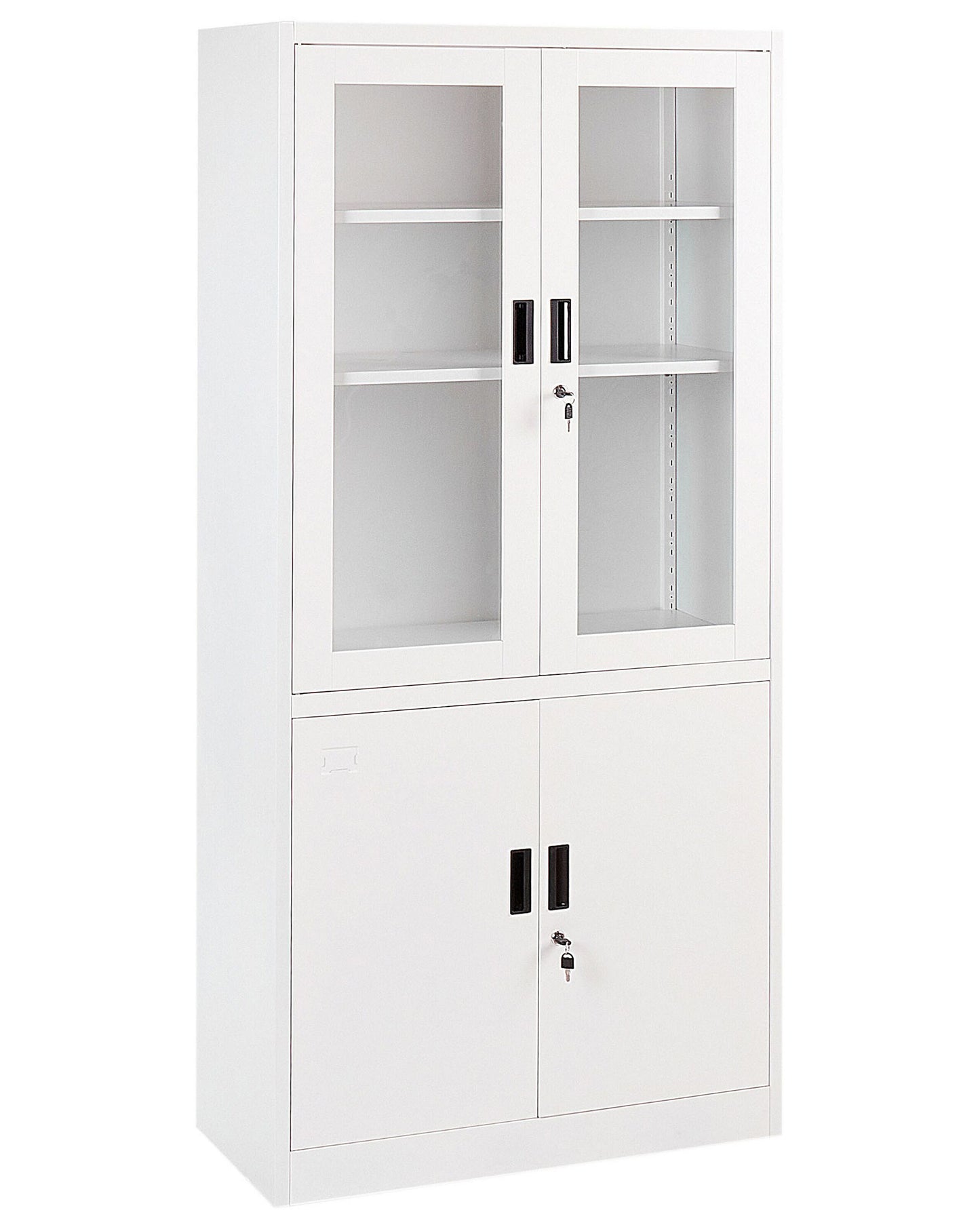 Vitrine mit Glastüren MALACHITE Metall 90 cm Weiss