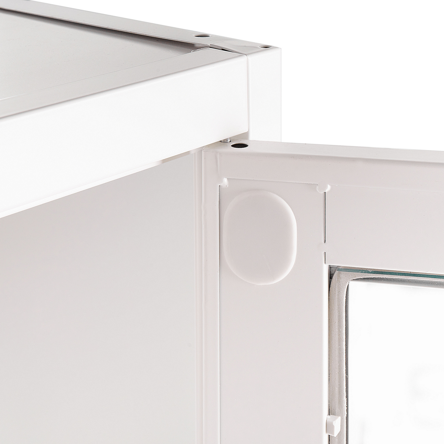 Vitrine mit Glastüren MALACHITE Metall 90 cm Weiss