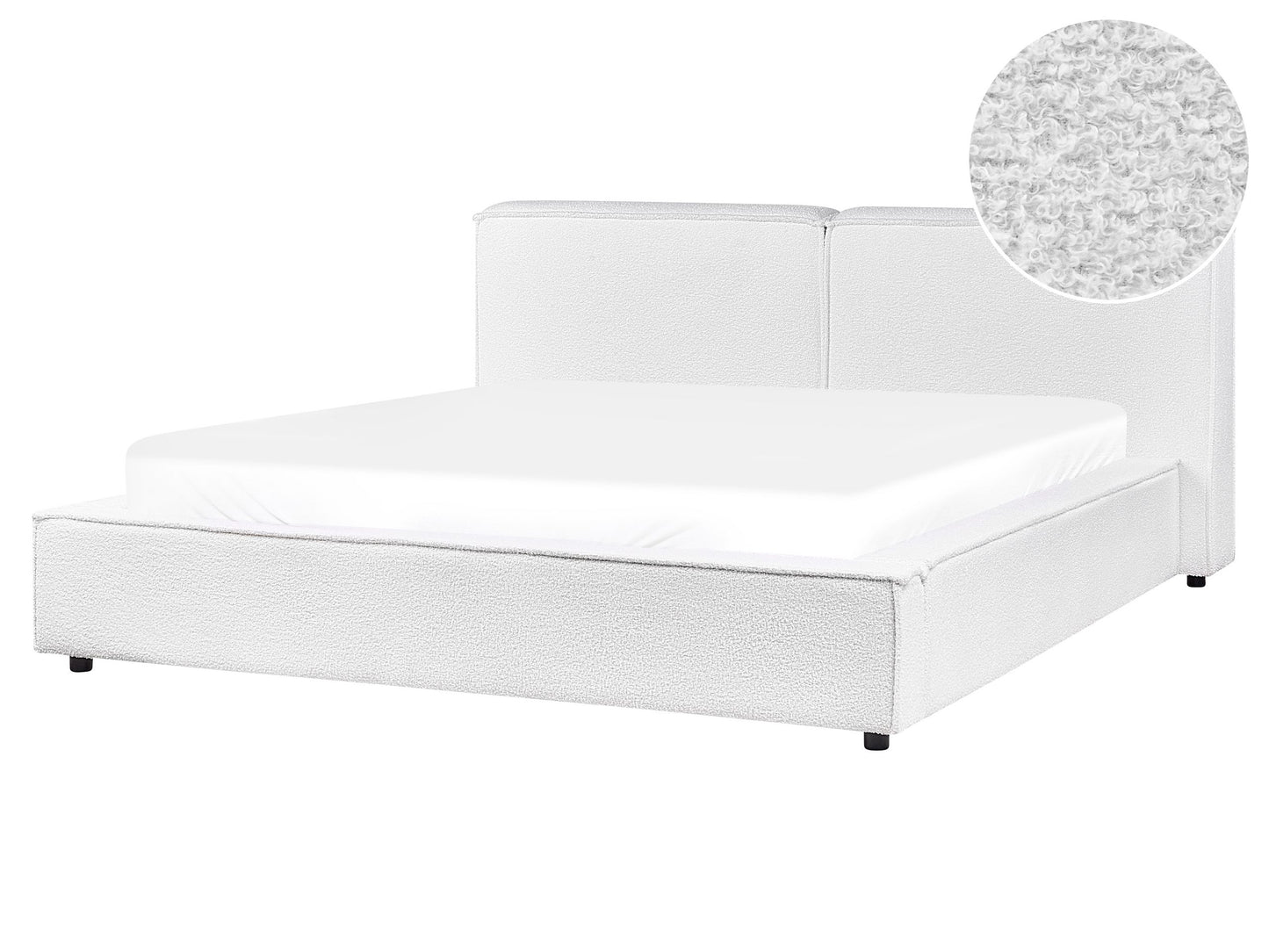 Bett mit Lattenrost Bouclé LINARDS 160 x 200 cm Weiss