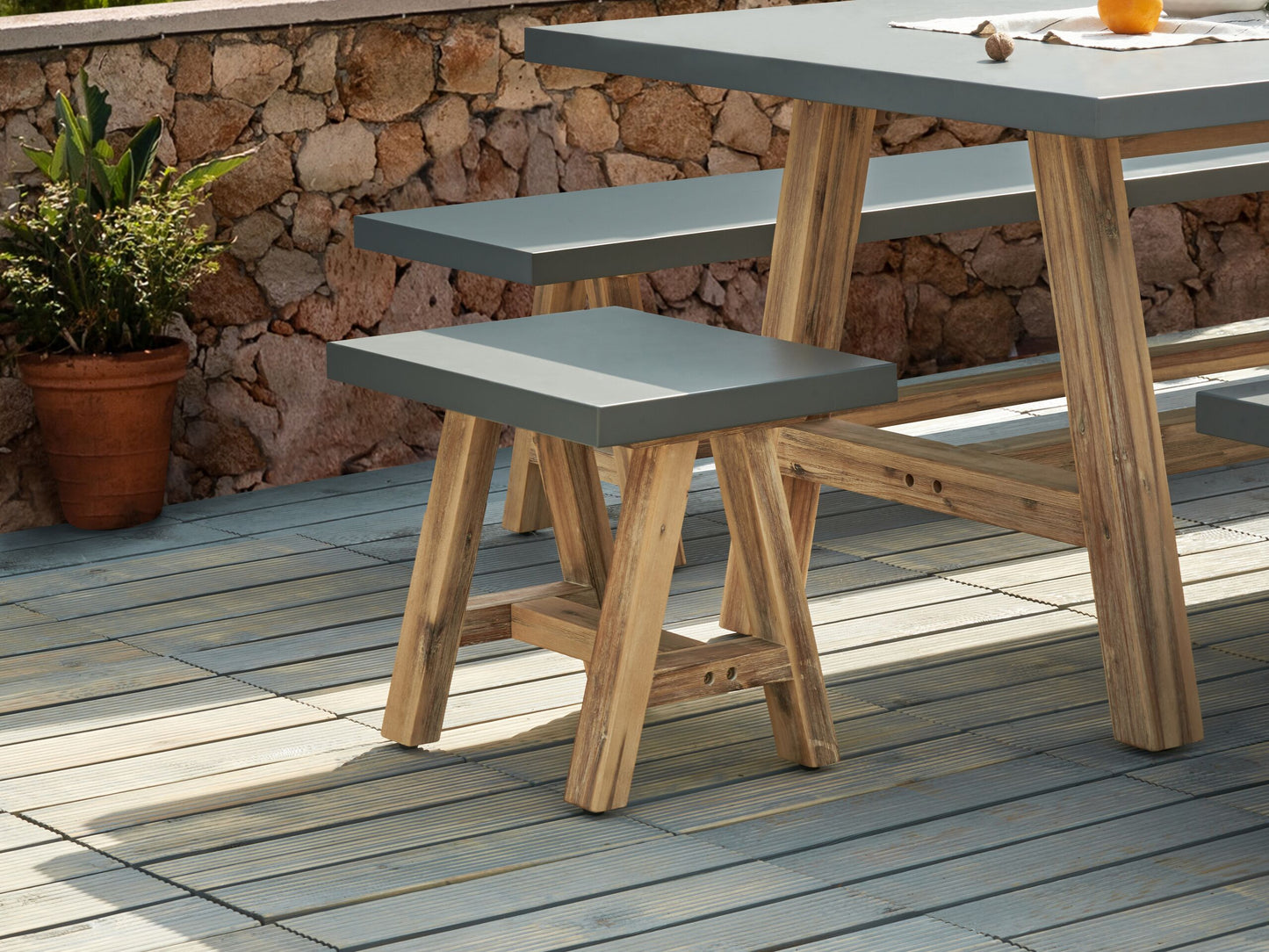 Garten-Hocker TONNARE Grau