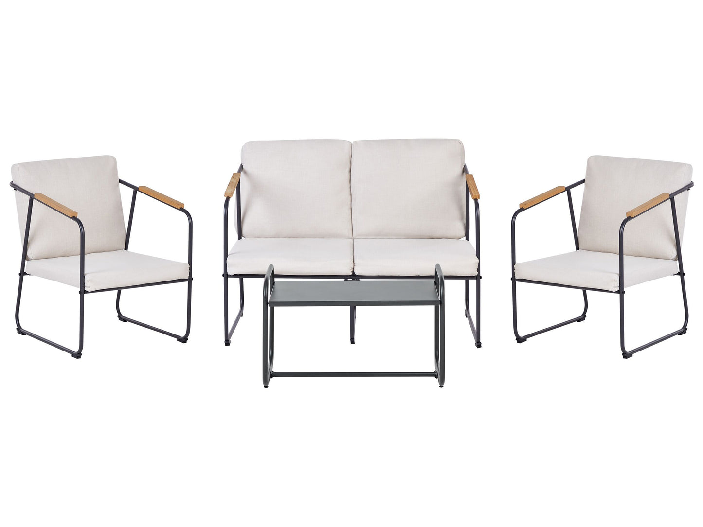 Lounge Set mit Tisch 4-Sitzer VEZZANA Metall Hellbeige