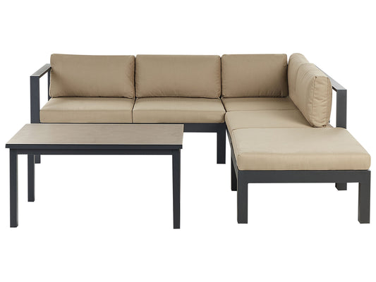 Garten Ecksofa mit Tisch 5-Sitzer MESSINA linksseitig Metall Sandbeige