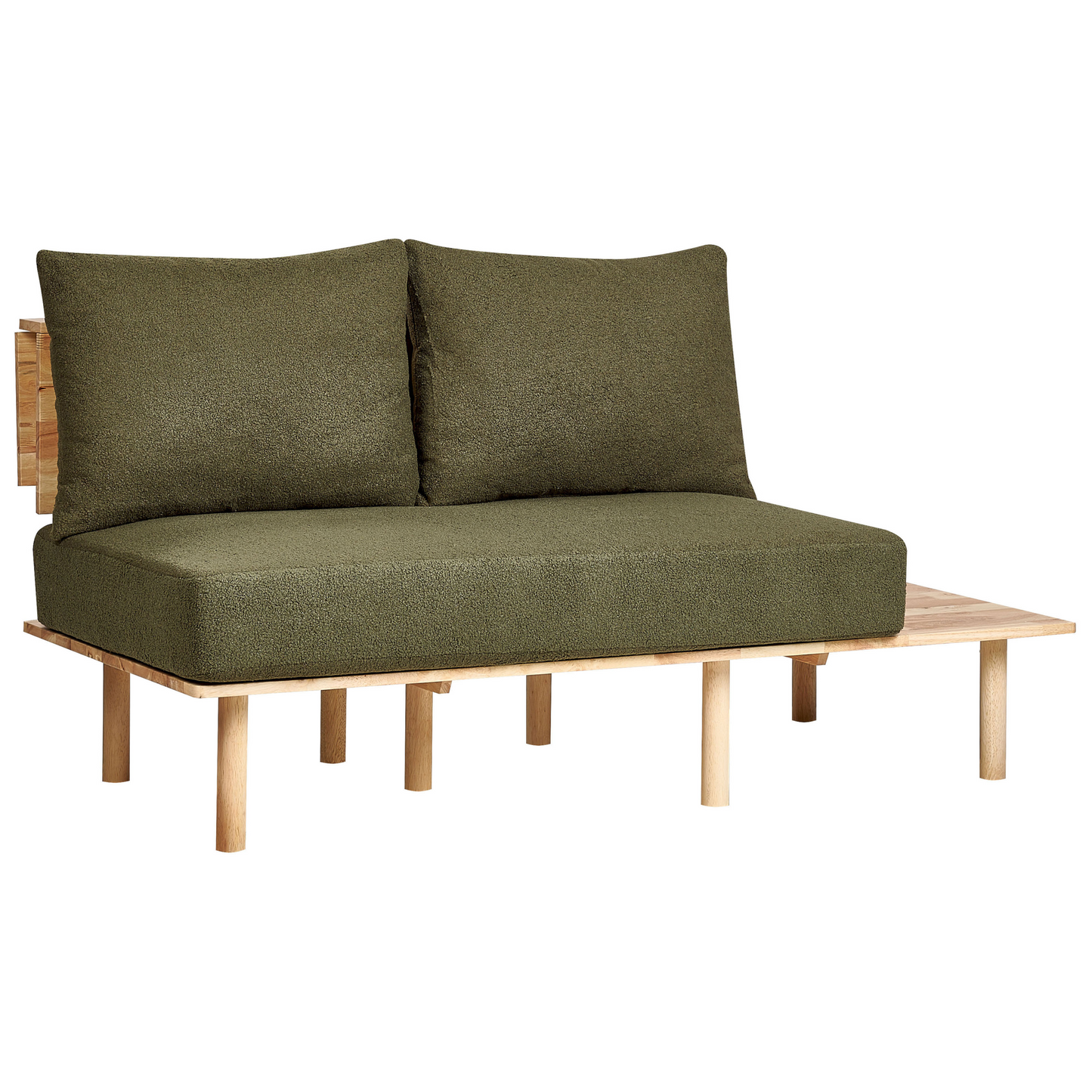2-Sitzer Sofa Bouclé Stoff mit Ablage Dunkelgrün SALO