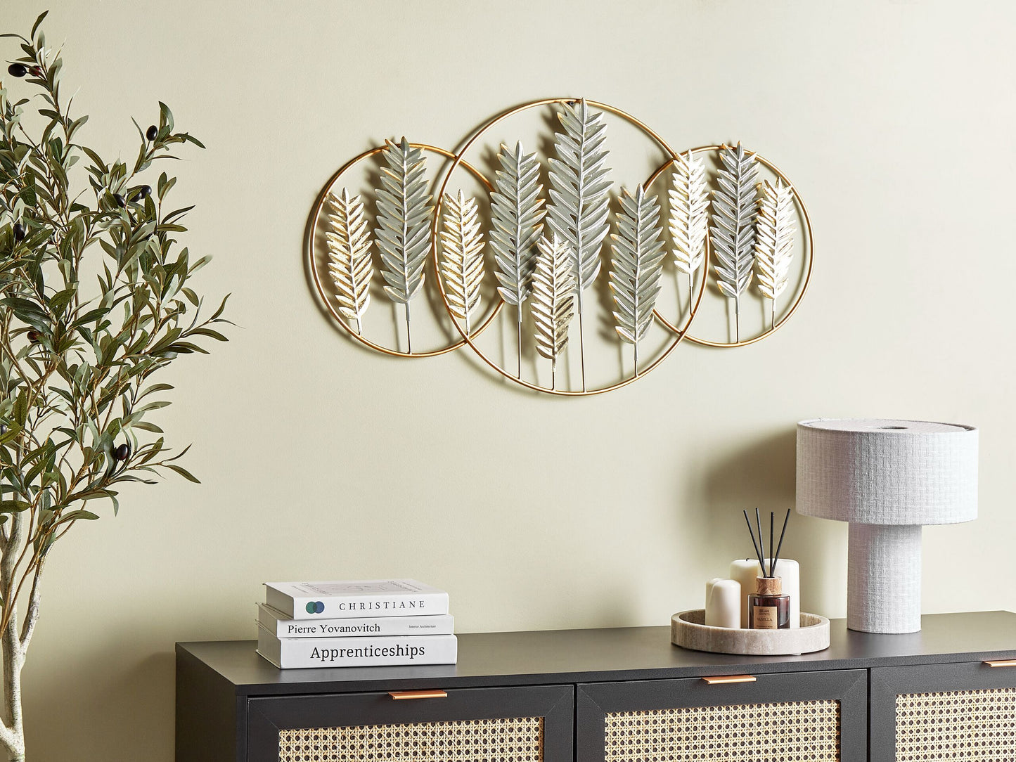 Wandobjekt Blatt COPERNICIUM Metall 50 cm Gold