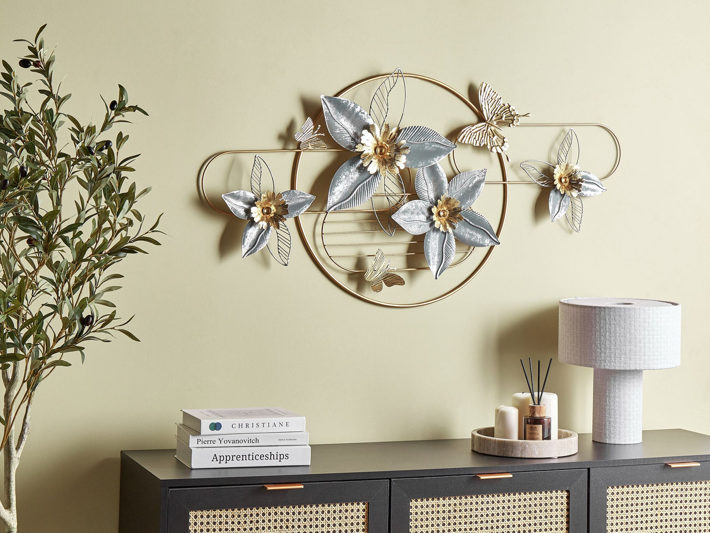 Wandobjekt Blume TANTALUM Metall 59 cm Gold