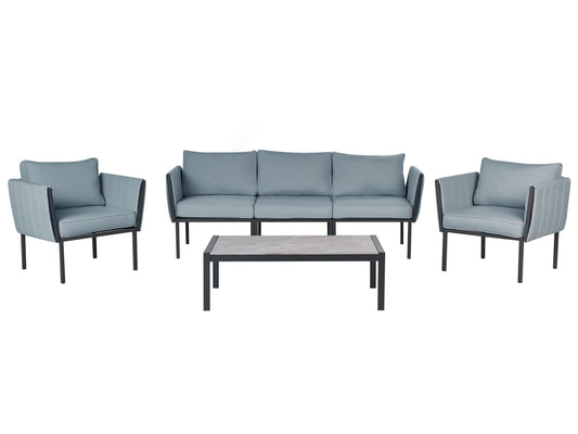 Lounge Set mit Tisch 5-Sitzer SKALA Metall Dunkelgrau