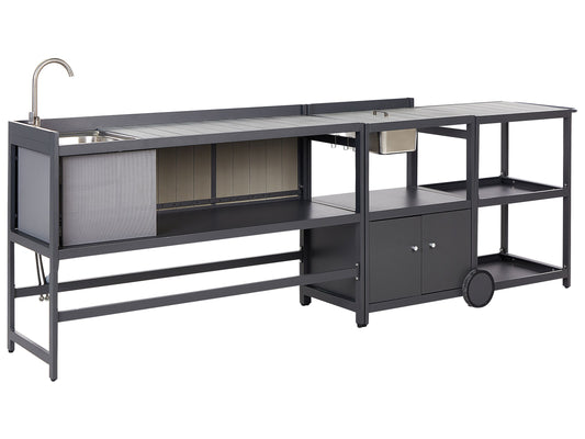 Outdoor-Küche mit Spüle ORTISEI Metall Graphitgrau