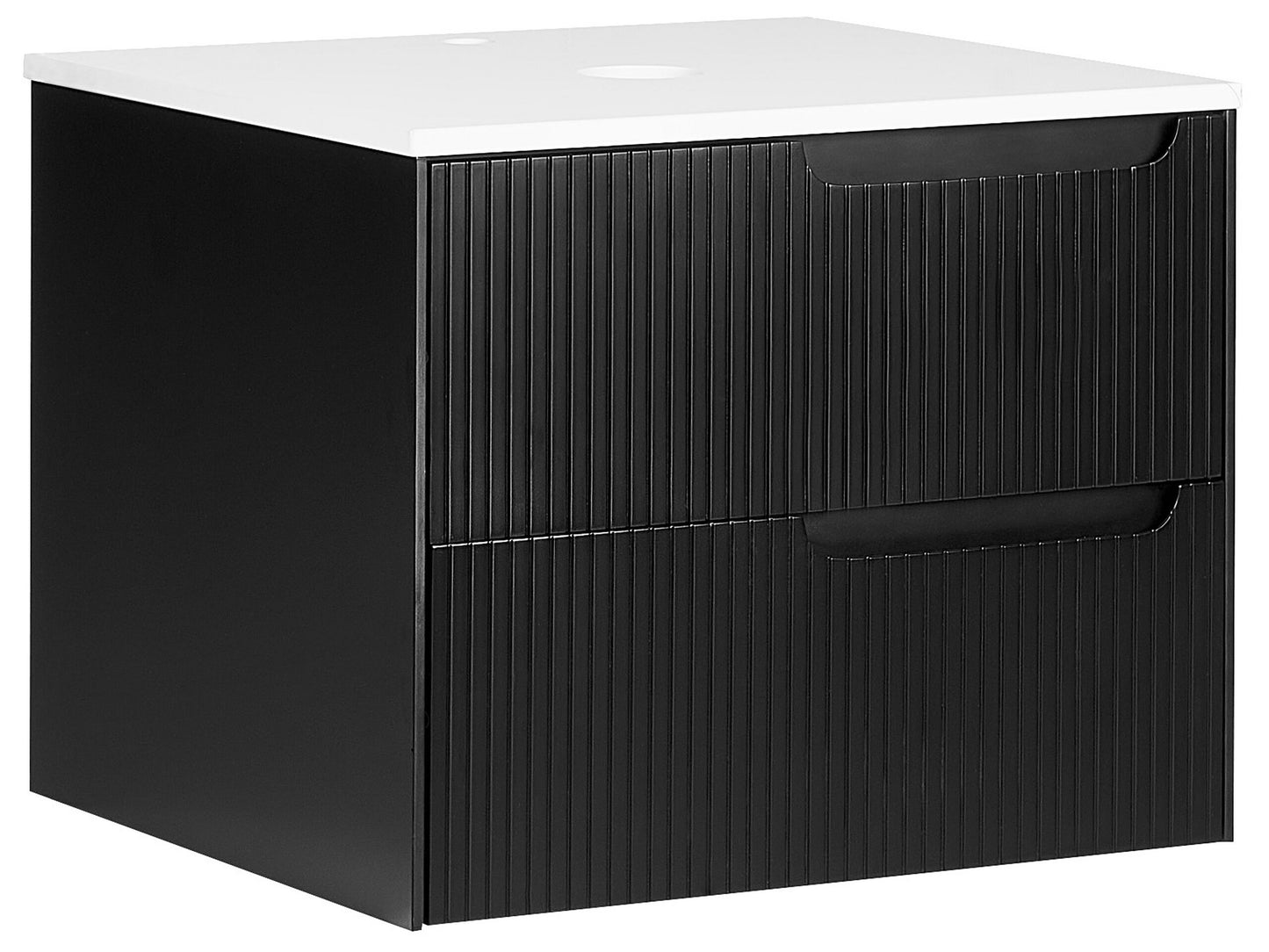 Wandmontierter Waschtischunterschrank QUINTELA 60 cm 52 cm 48 cm Schwarz