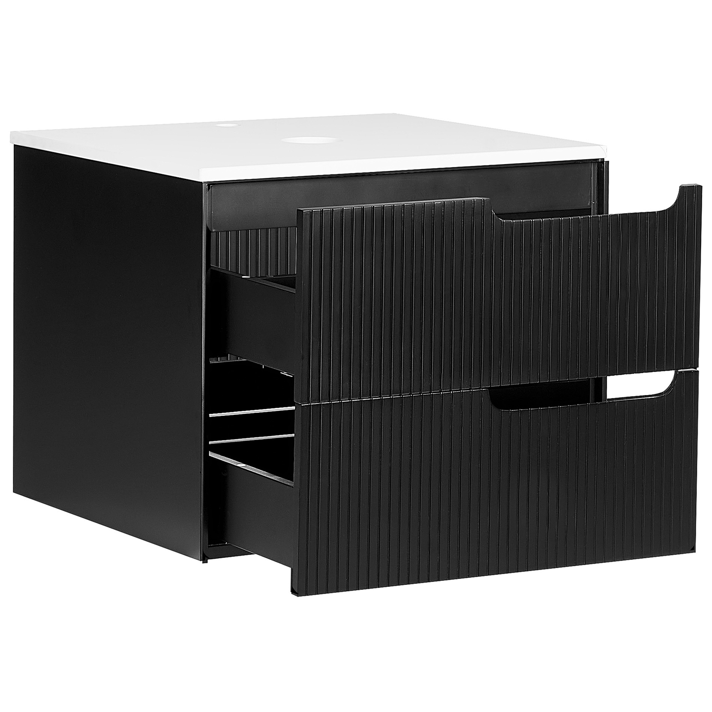 Wandmontierter Waschtischunterschrank QUINTELA 60 cm 52 cm 48 cm Schwarz