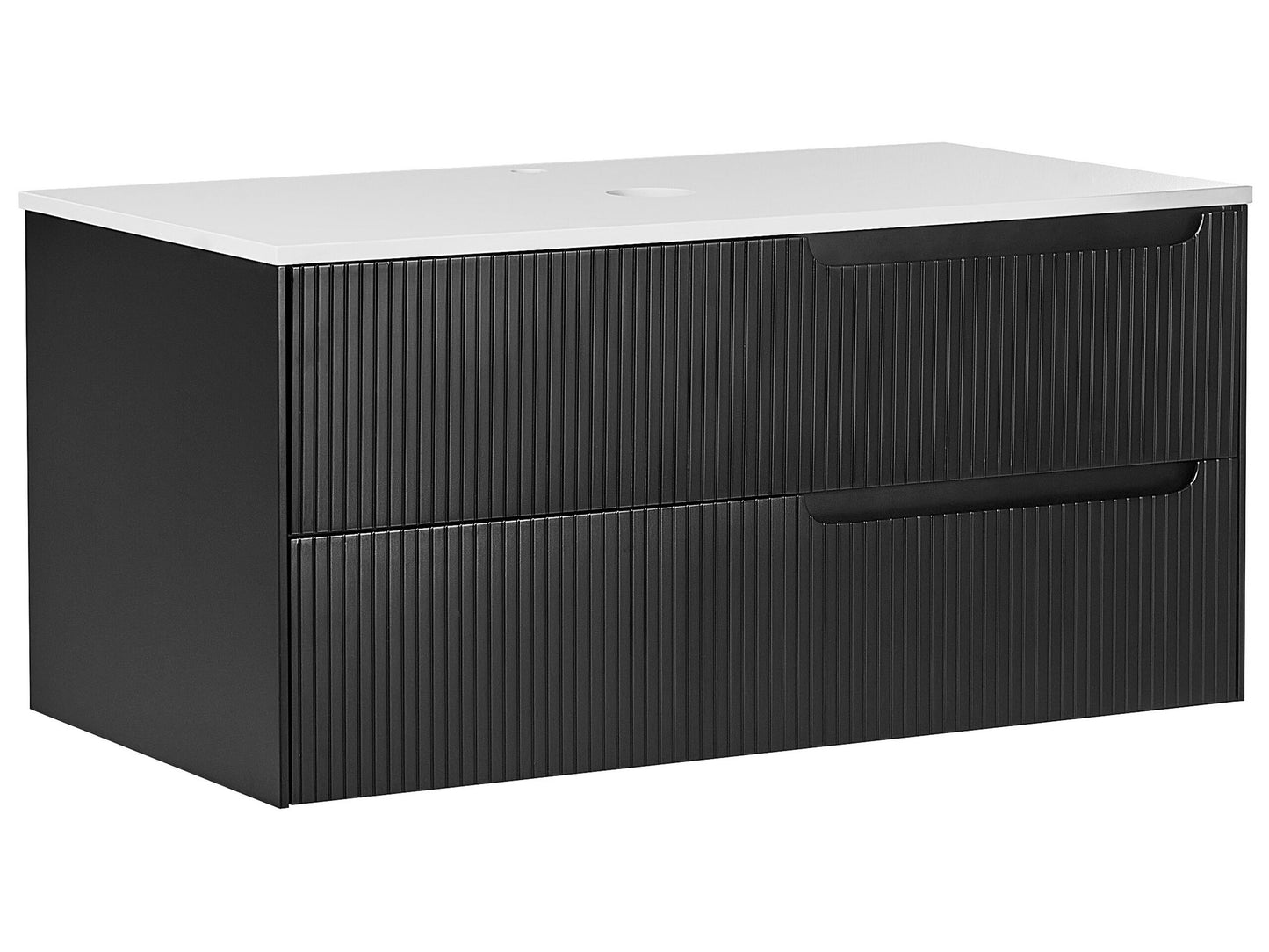 Wandmontierter Waschtischunterschrank QUINTELA 100 cm 52 cm 48 cm Schwarz