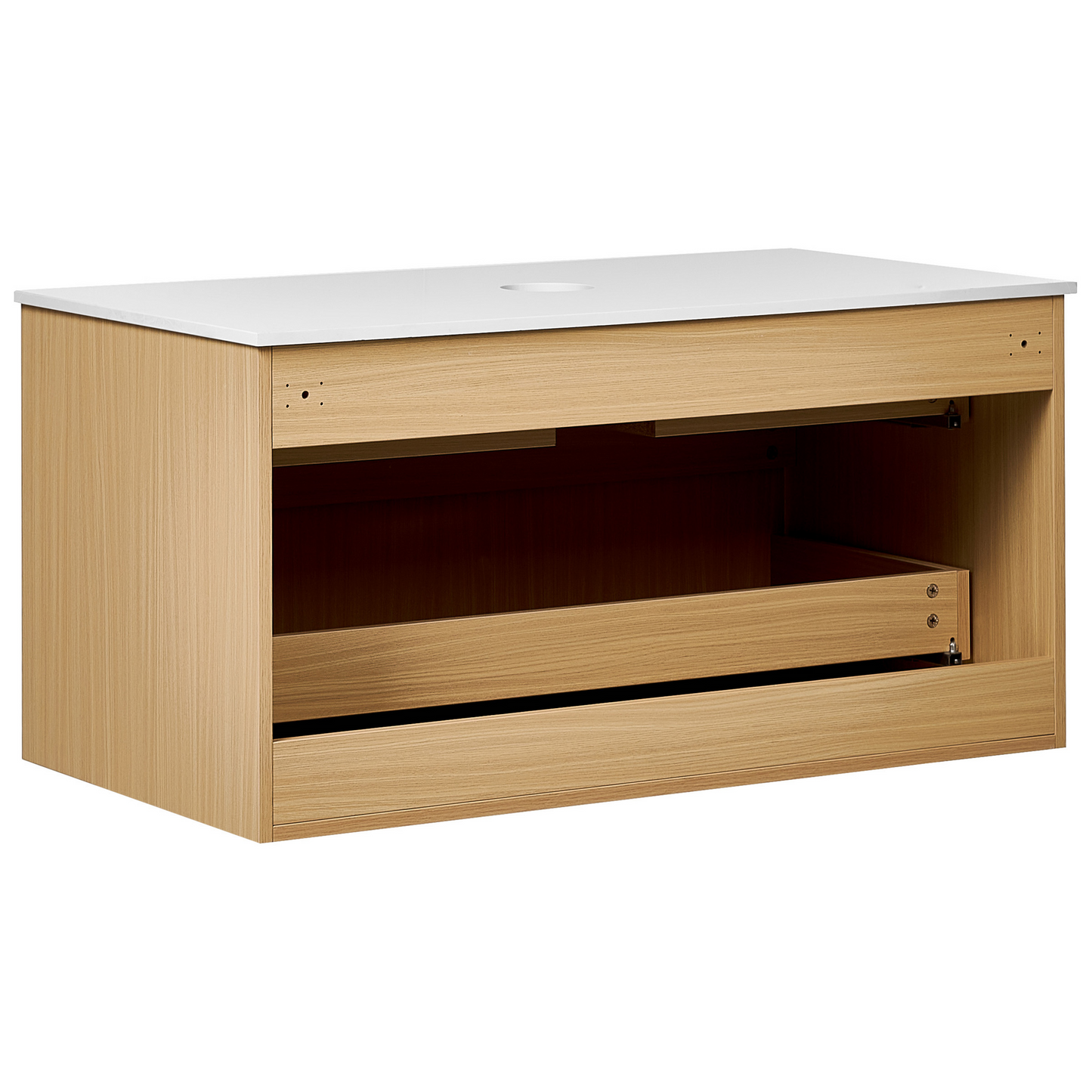 Wandmontierter Waschtischunterschrank BEXTI 100 cm 52 cm 50 cm Hellbraun