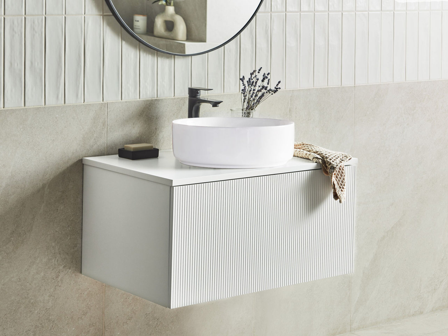 Wandmontierter Waschtischunterschrank ALZIRA 80 cm 52 cm 40 cm Weiss