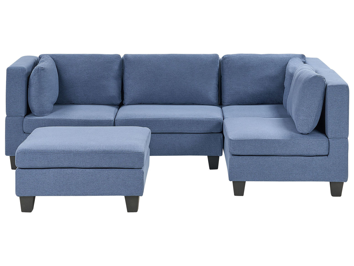 4-Sitzer Ecksofa Leinenoptik blau linksseitig mit Ottomane UNSTAD