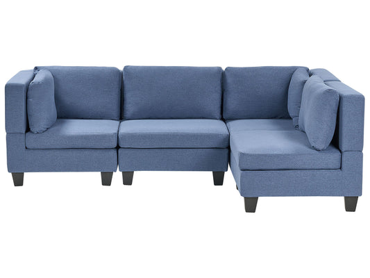 4-Sitzer Ecksofa Leinenoptik blau linksseitig UNSTAD