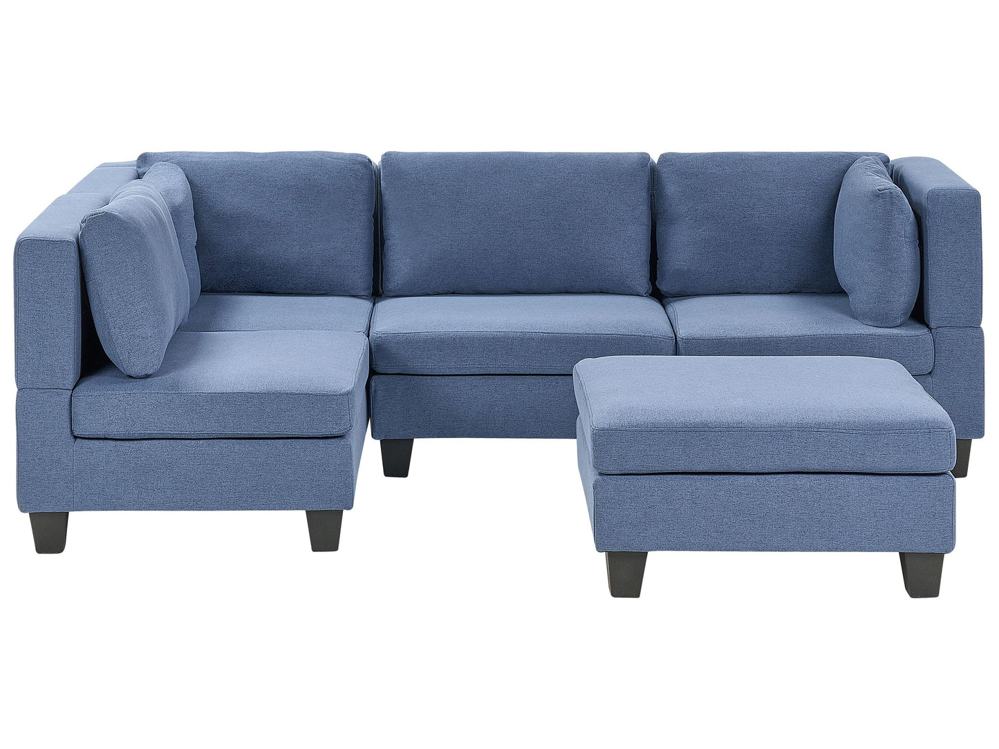 4-Sitzer Ecksofa Leinenoptik blau rechtsseitig mit Ottomane UNSTAD