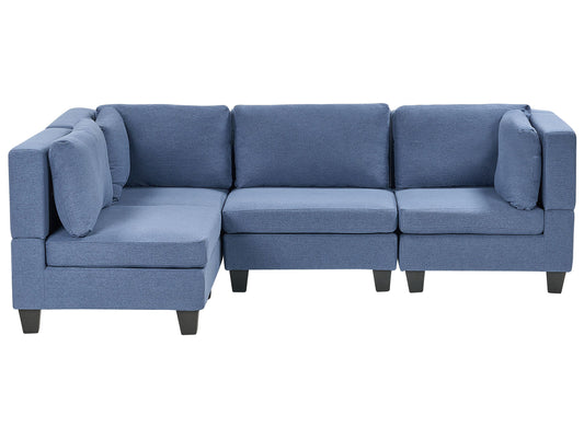 4-Sitzer Ecksofa Leinenoptik blau rechtsseitig UNSTAD
