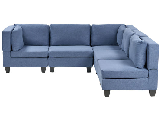 5-Sitzer Ecksofa Leinenoptik blau linksseitig UNSTAD