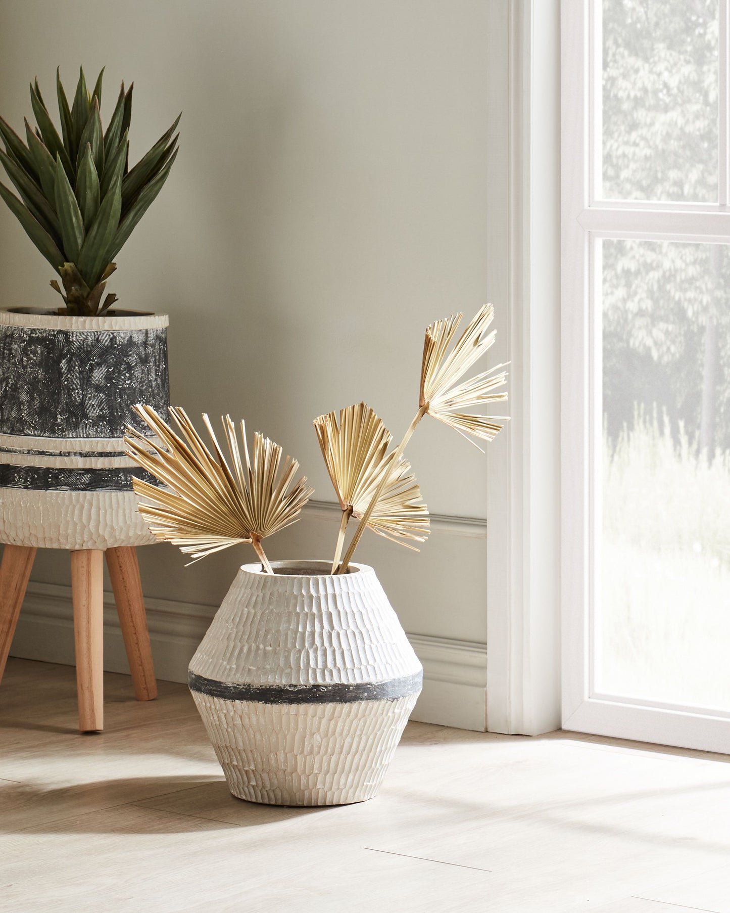 Blumenvase ARUNCUS Keramik 30 cm Beige