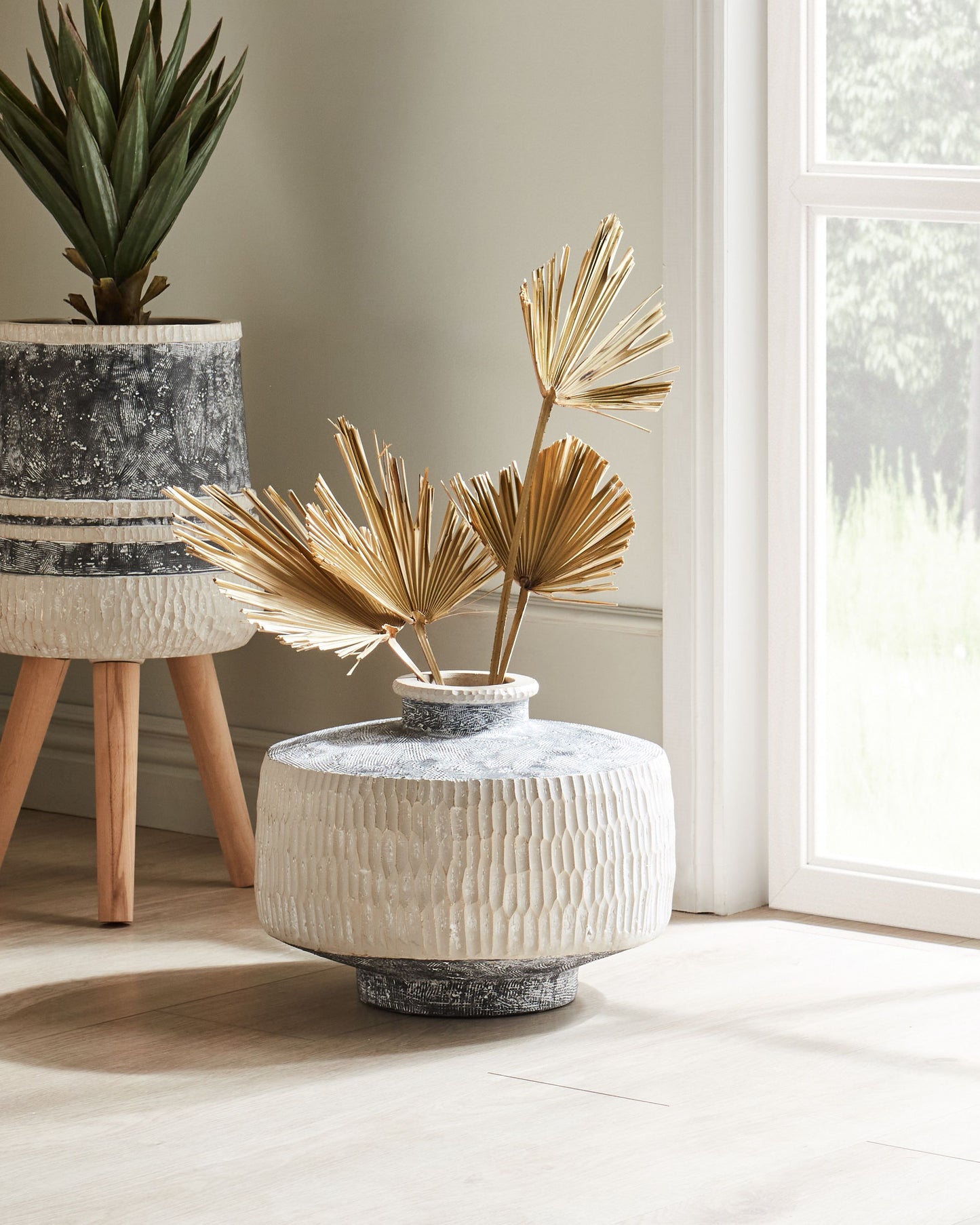 Blumenvase DEKSATI Keramik 32 cm Beige