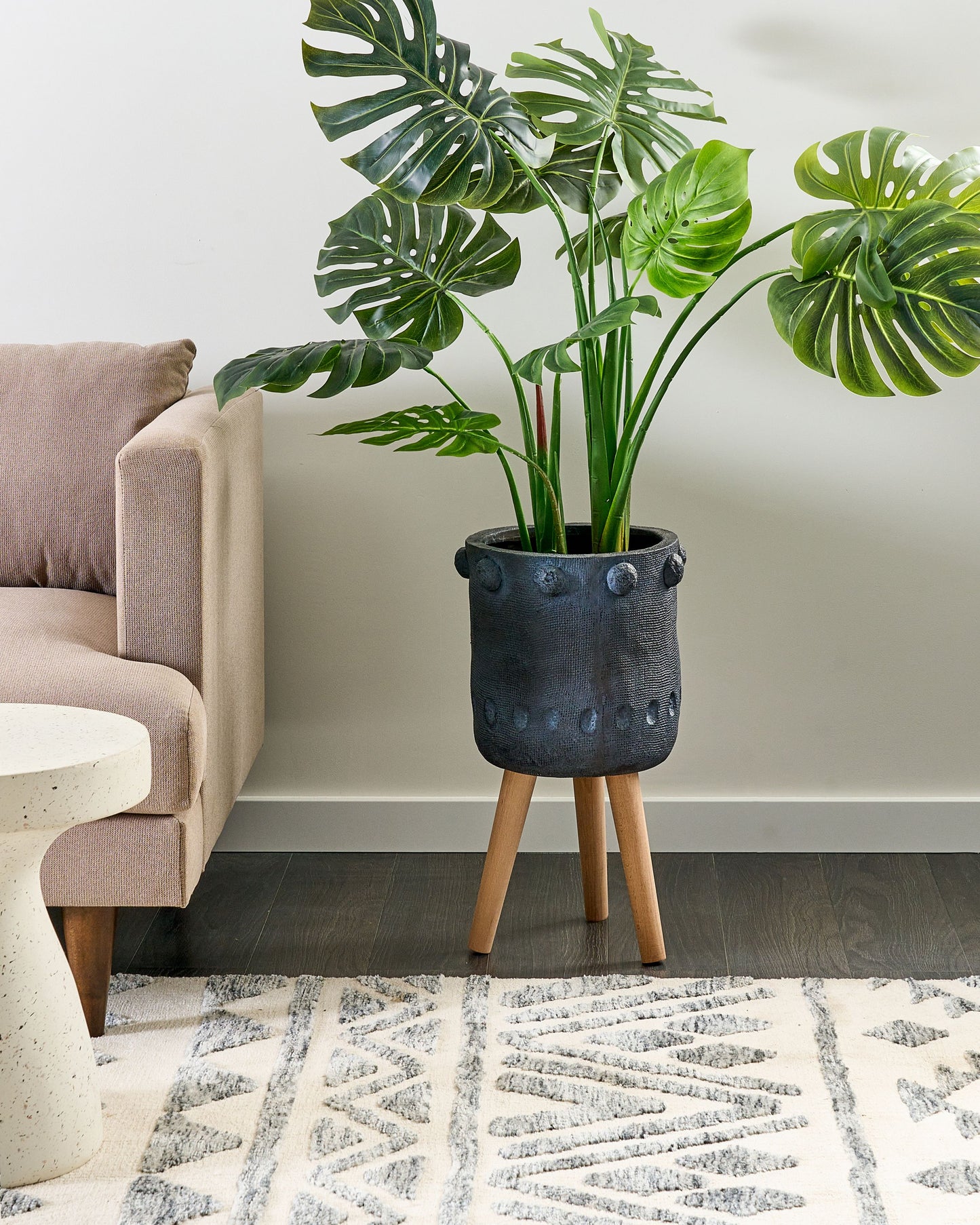Blumentopf mit Beinen BRUNNERA Keramik 24 cm Graphitgrau