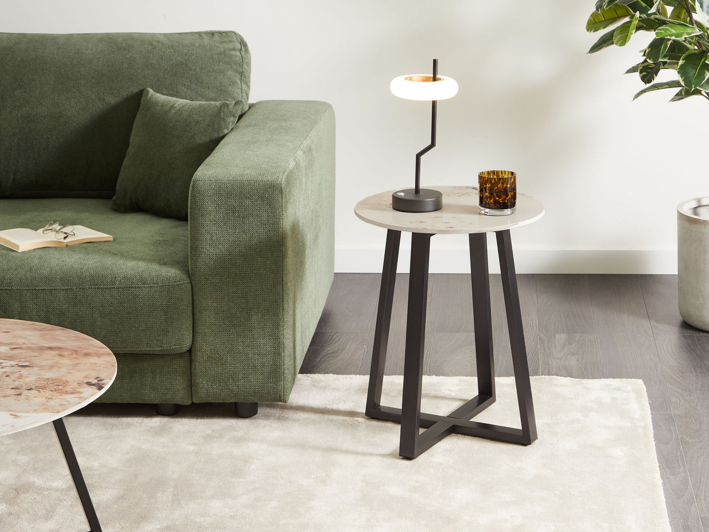 Beistelltisch Metall / Marmoroptik schwarz / weiss IVINS