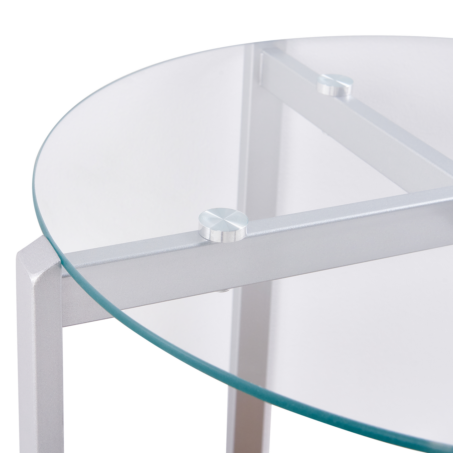 Beistelltisch Glas / Metall heller Holzfarbton / silber LOVELL