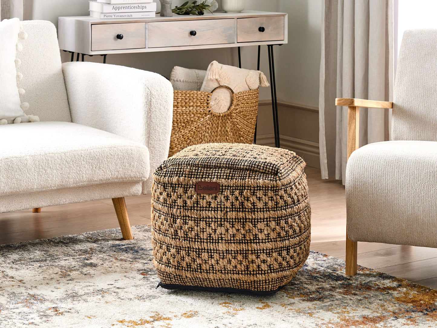 Pouf Jute beige 40 x 40 cm MABULA