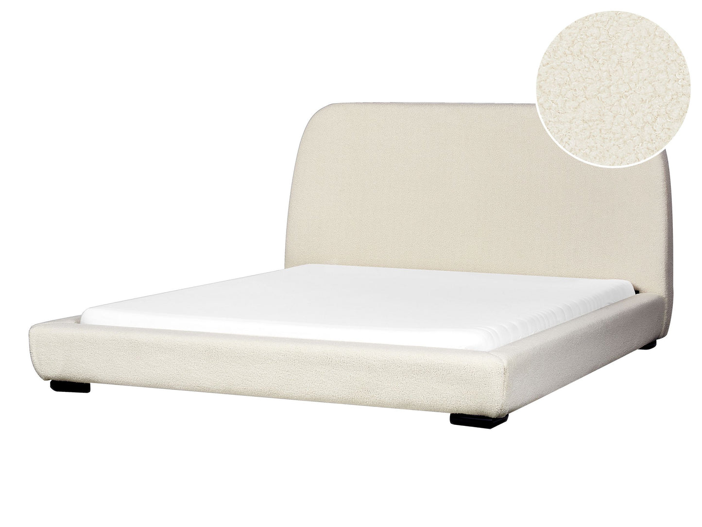 Bett mit Lattenrost Bouclé ROISEL 160 x 200 cm Creme