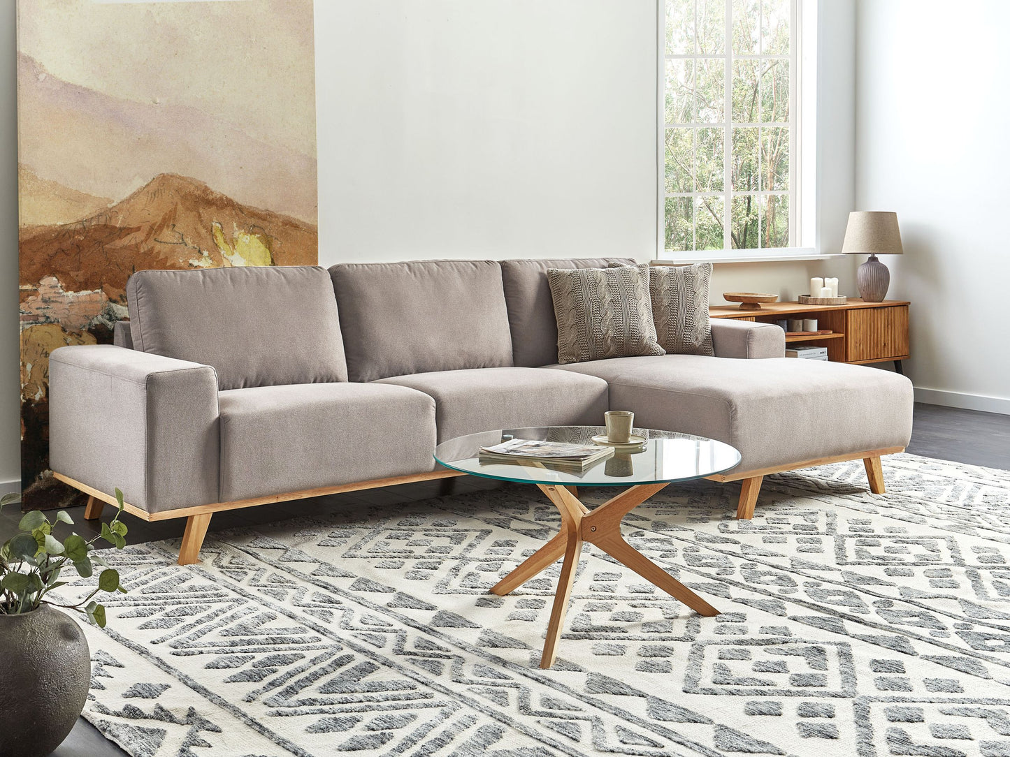 3-Sitzer Ecksofa taupe Linksseitig NORA