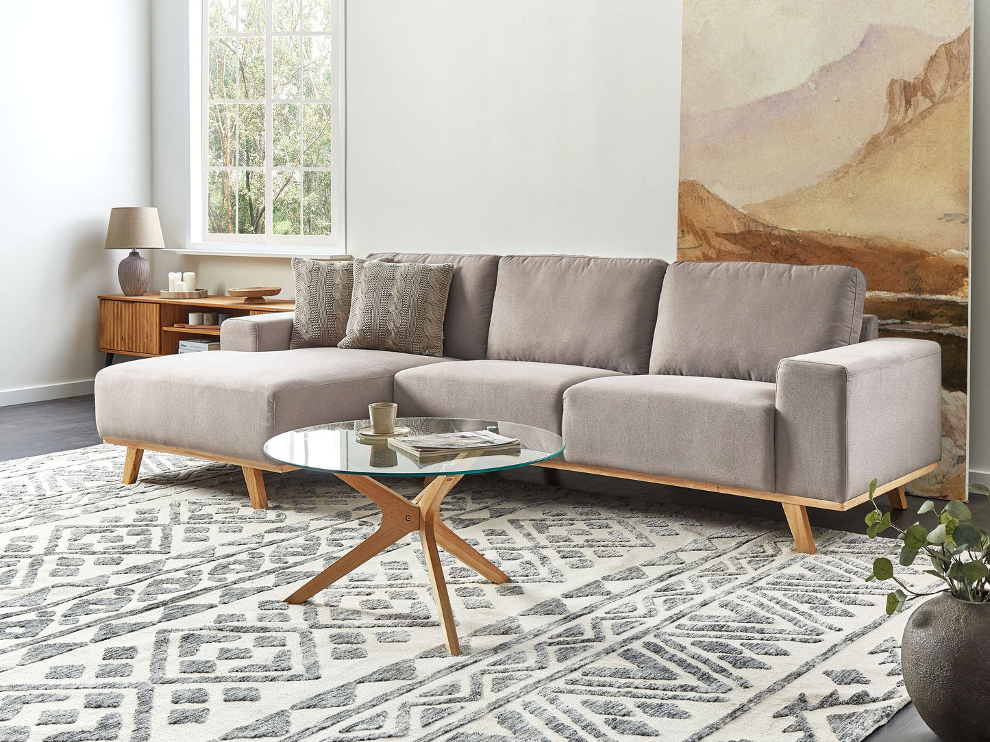 3-Sitzer Ecksofa taupe rechtsseitig NORA