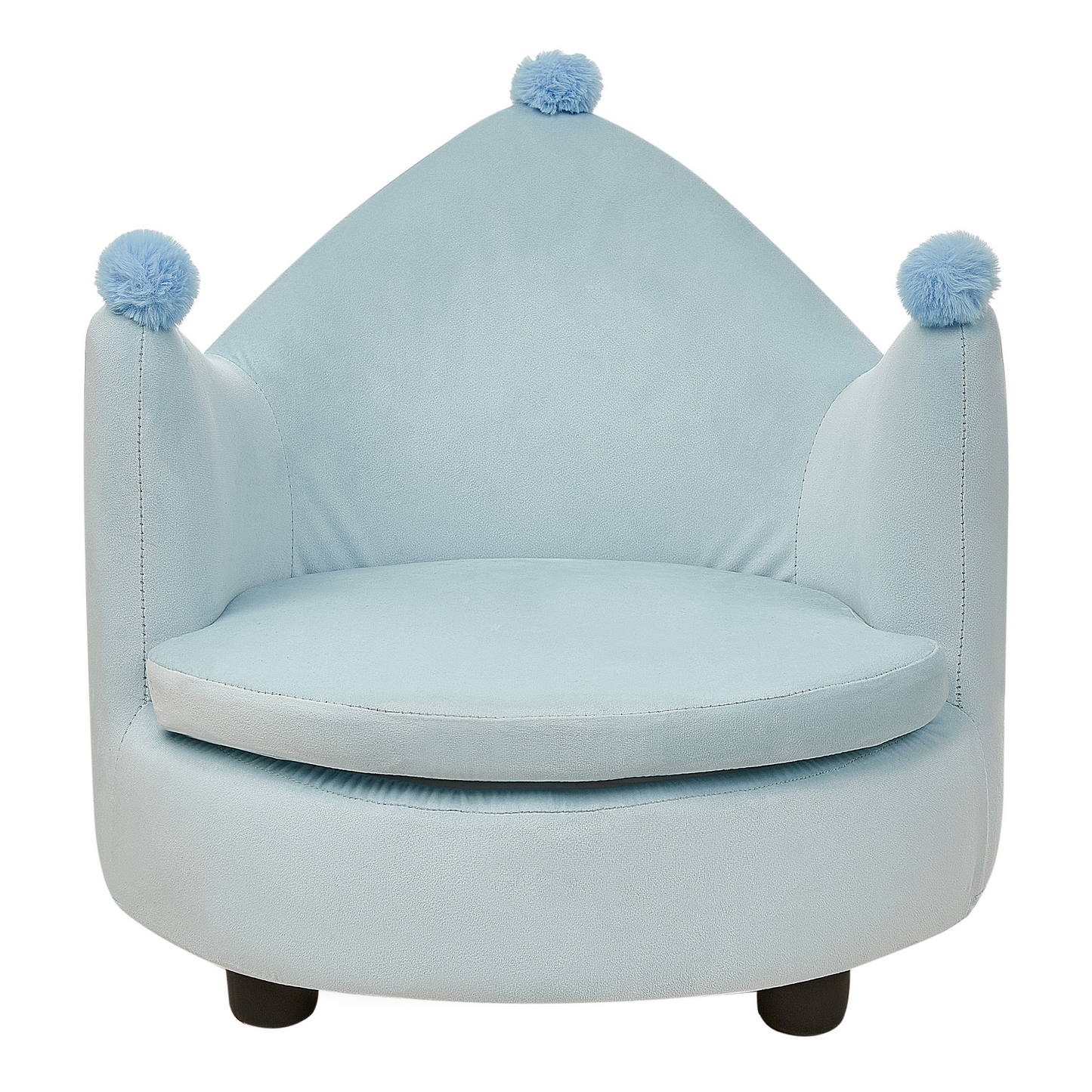 Kindersessel Samtstoff hellblau Kronenform VEGA