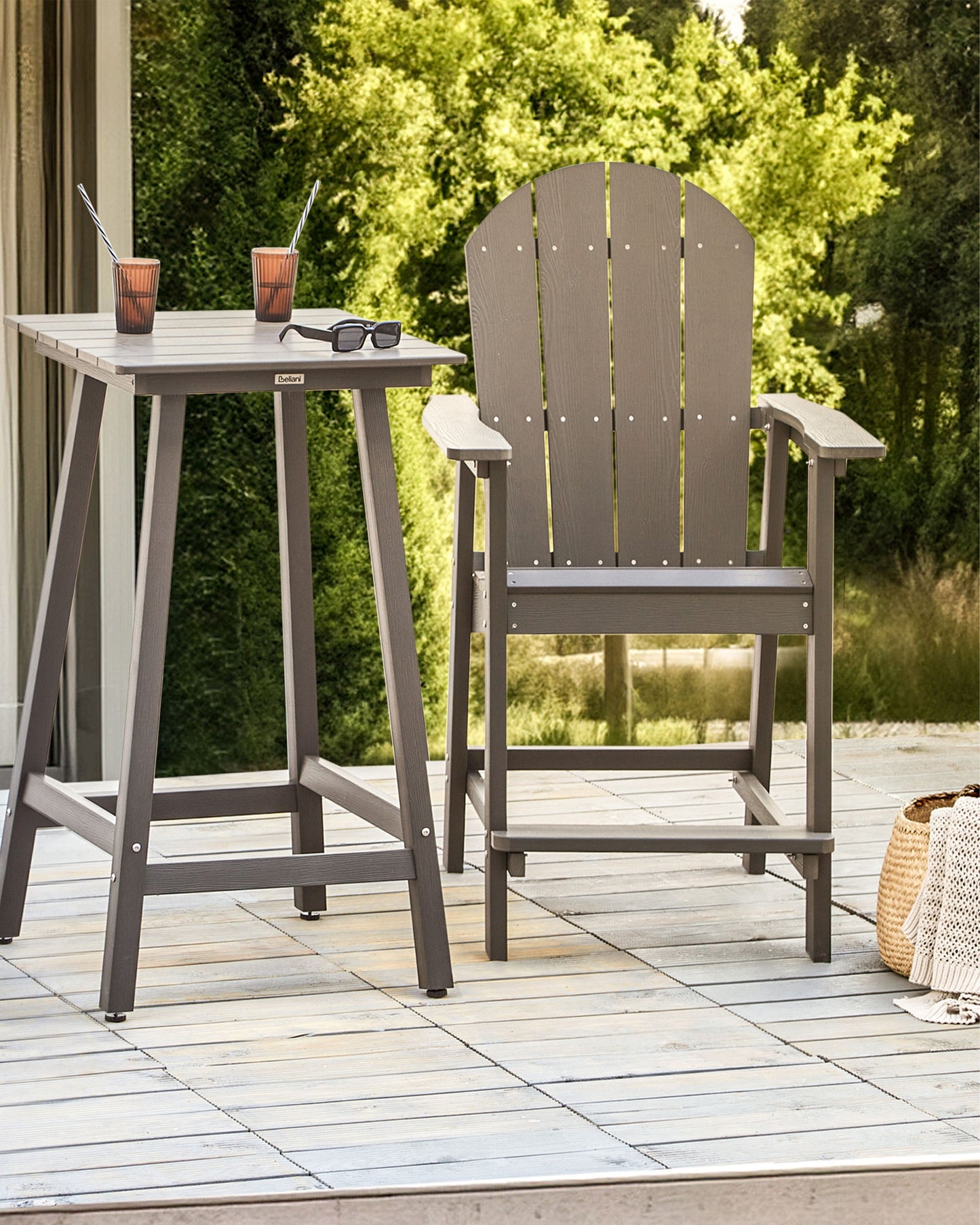 Garten-Barstuhl ADIRONDACK Kunststoff Dunkelgrau