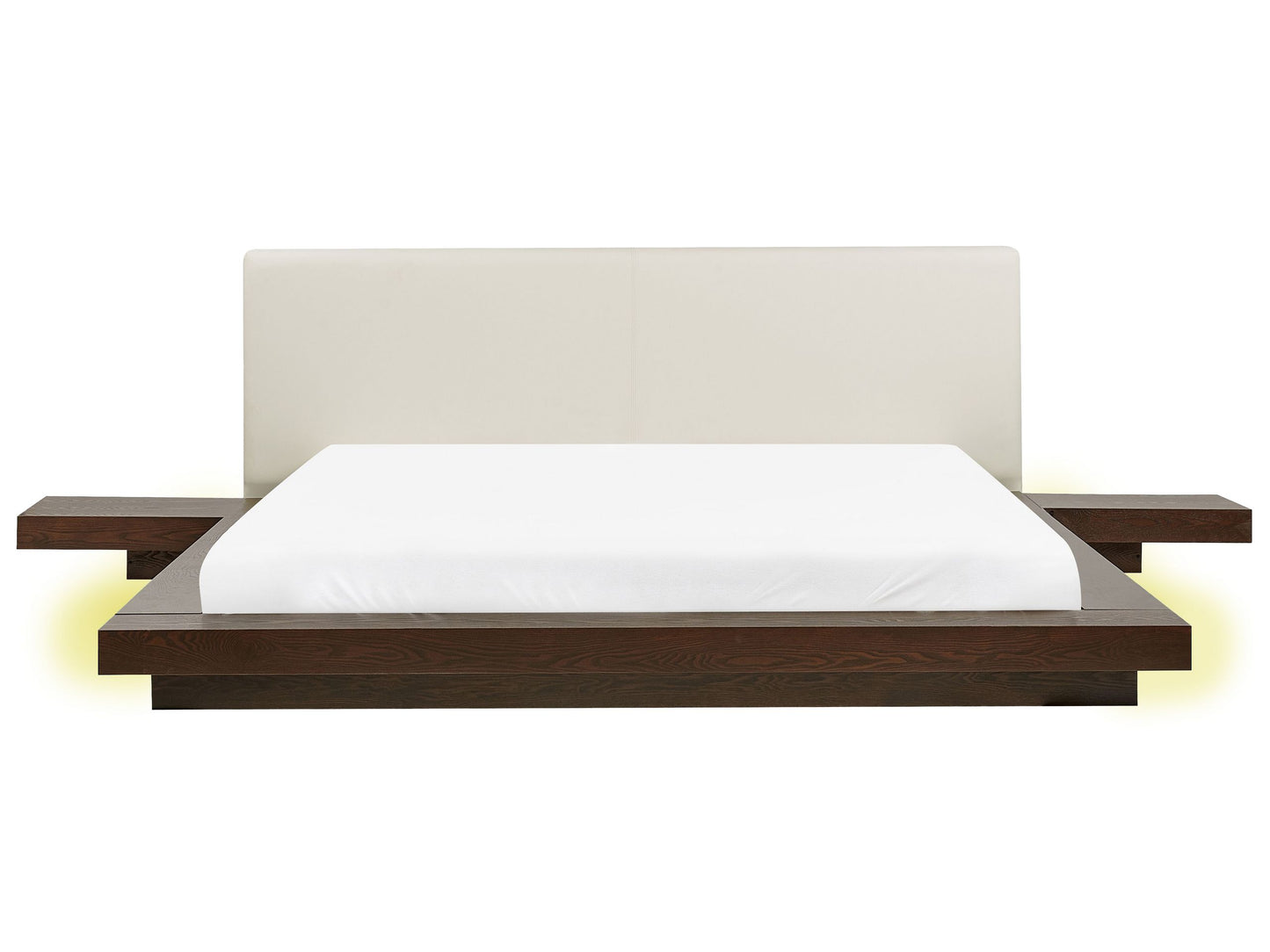 Bett mit LED Kunstleder ZEN 180 x 200 cm Dunkle Esche