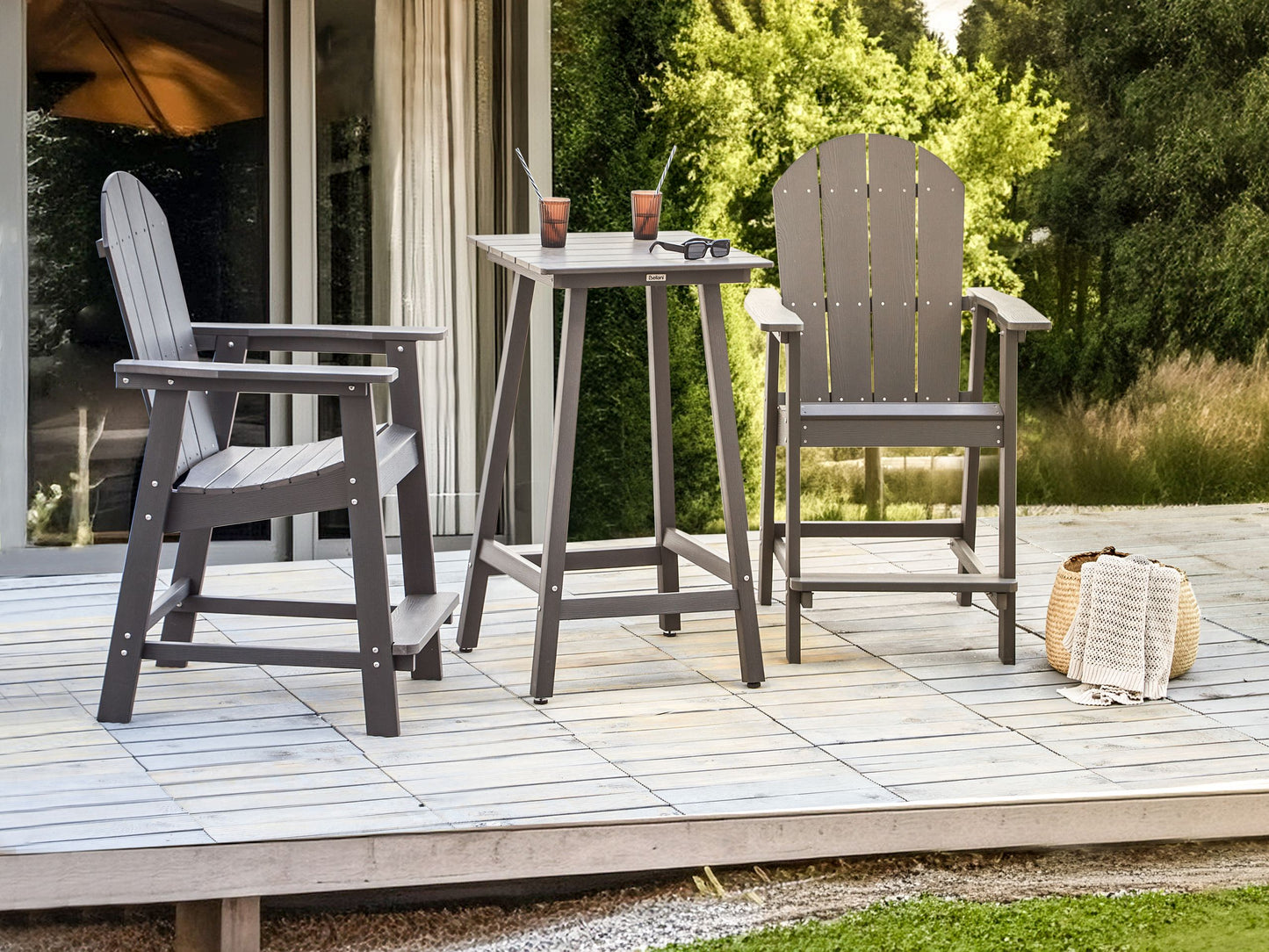 Garten Bartisch ADIRONDACK 60 cm 59 cm Kunststoff Dunkelgrau
