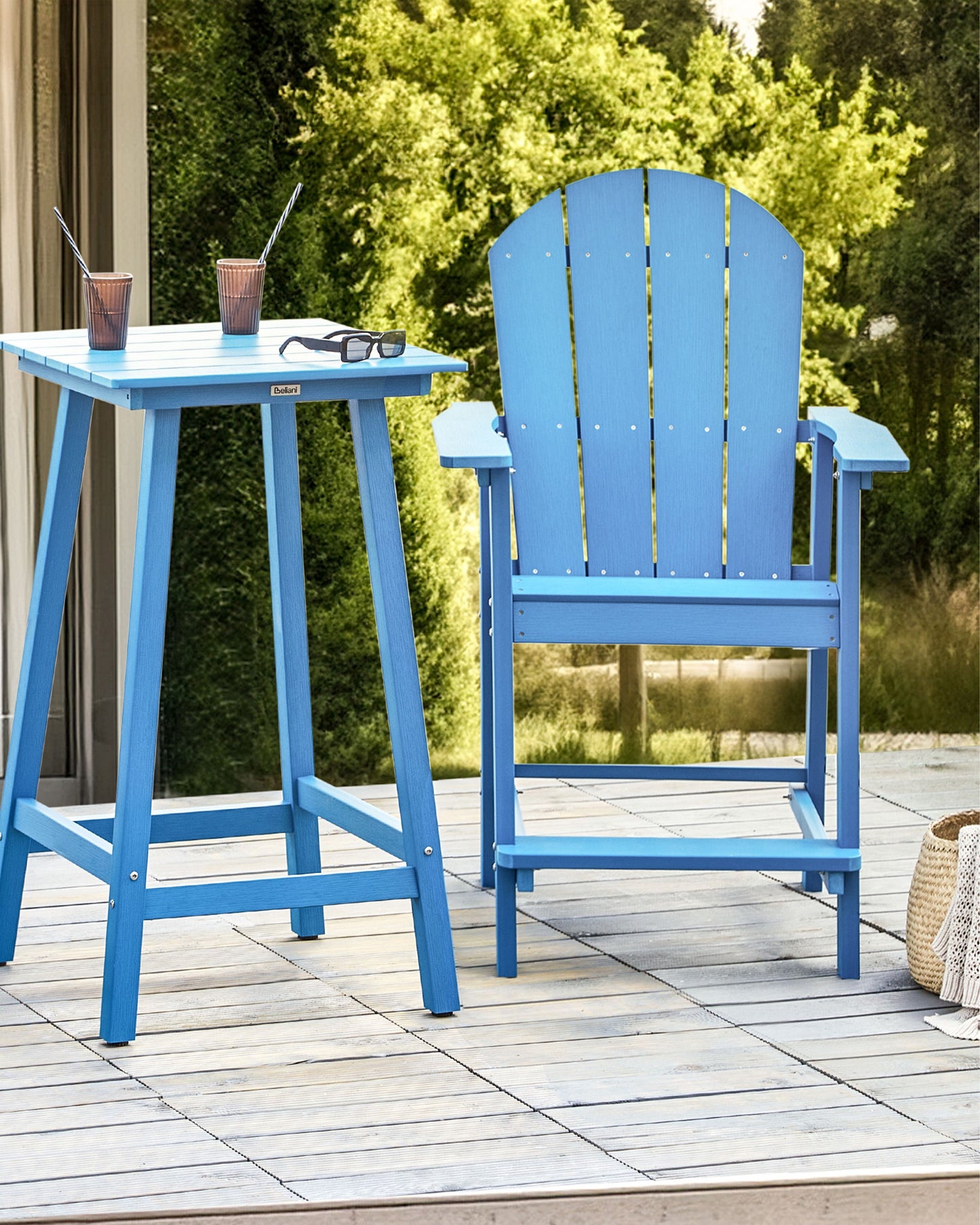 Garten-Barstuhl ADIRONDACK Kunststoff Blau