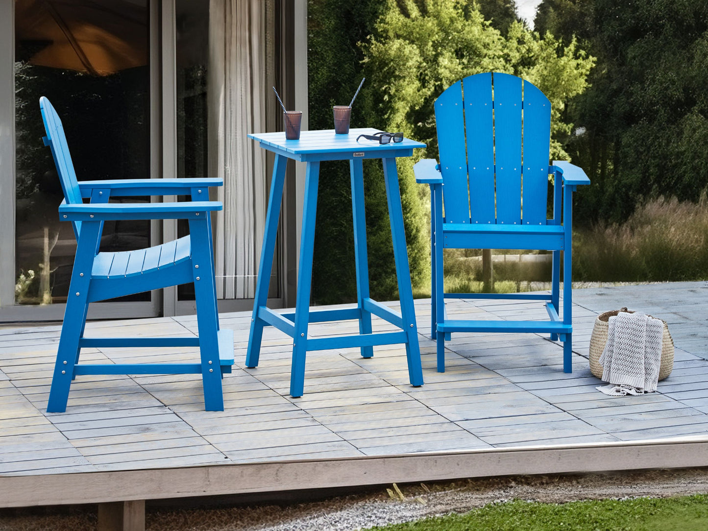 Garten Bartisch ADIRONDACK 60 cm 59 cm Kunststoff Blau