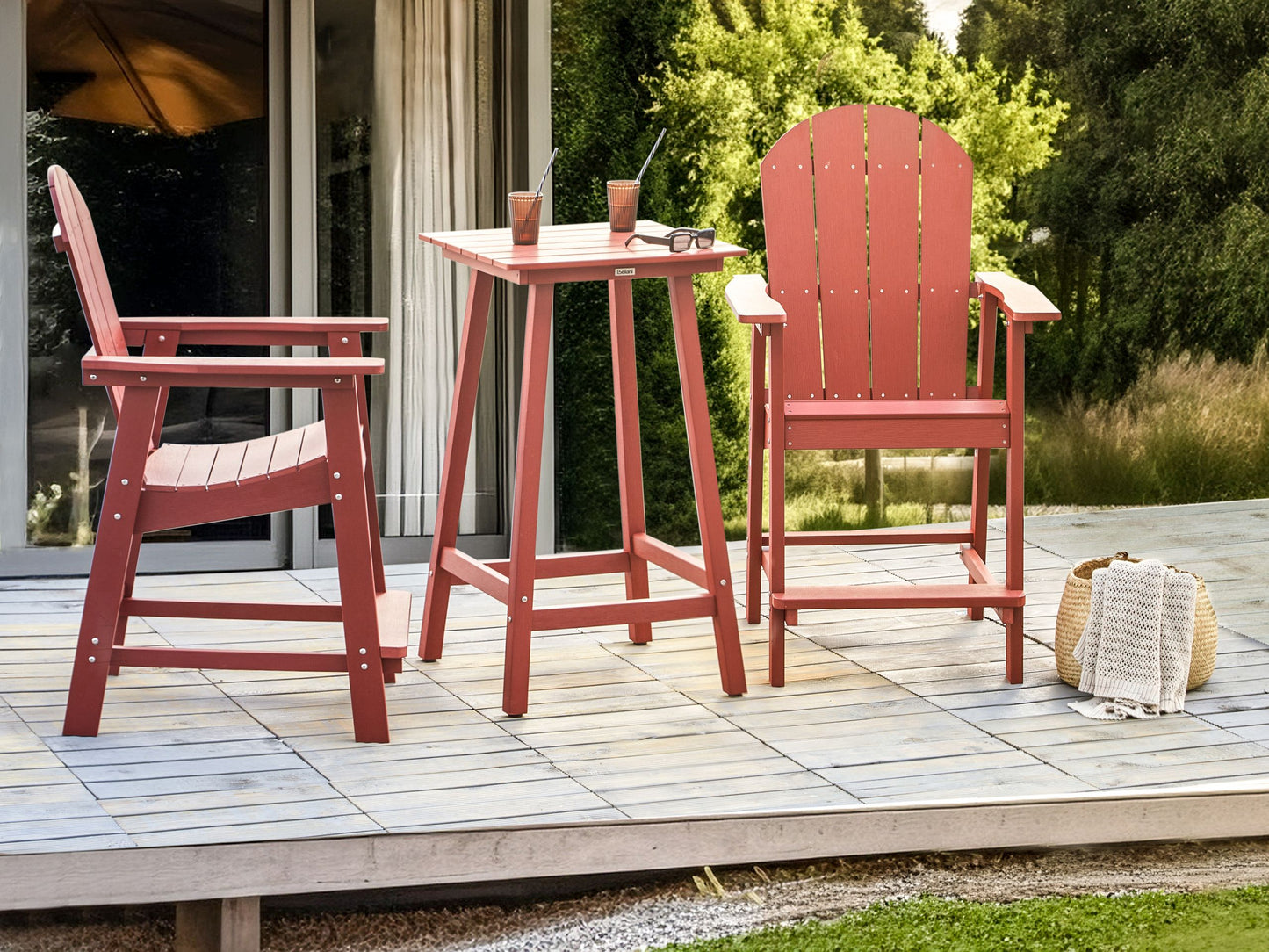 Garten Bartisch ADIRONDACK 60 cm 59 cm Kunststoff Rot
