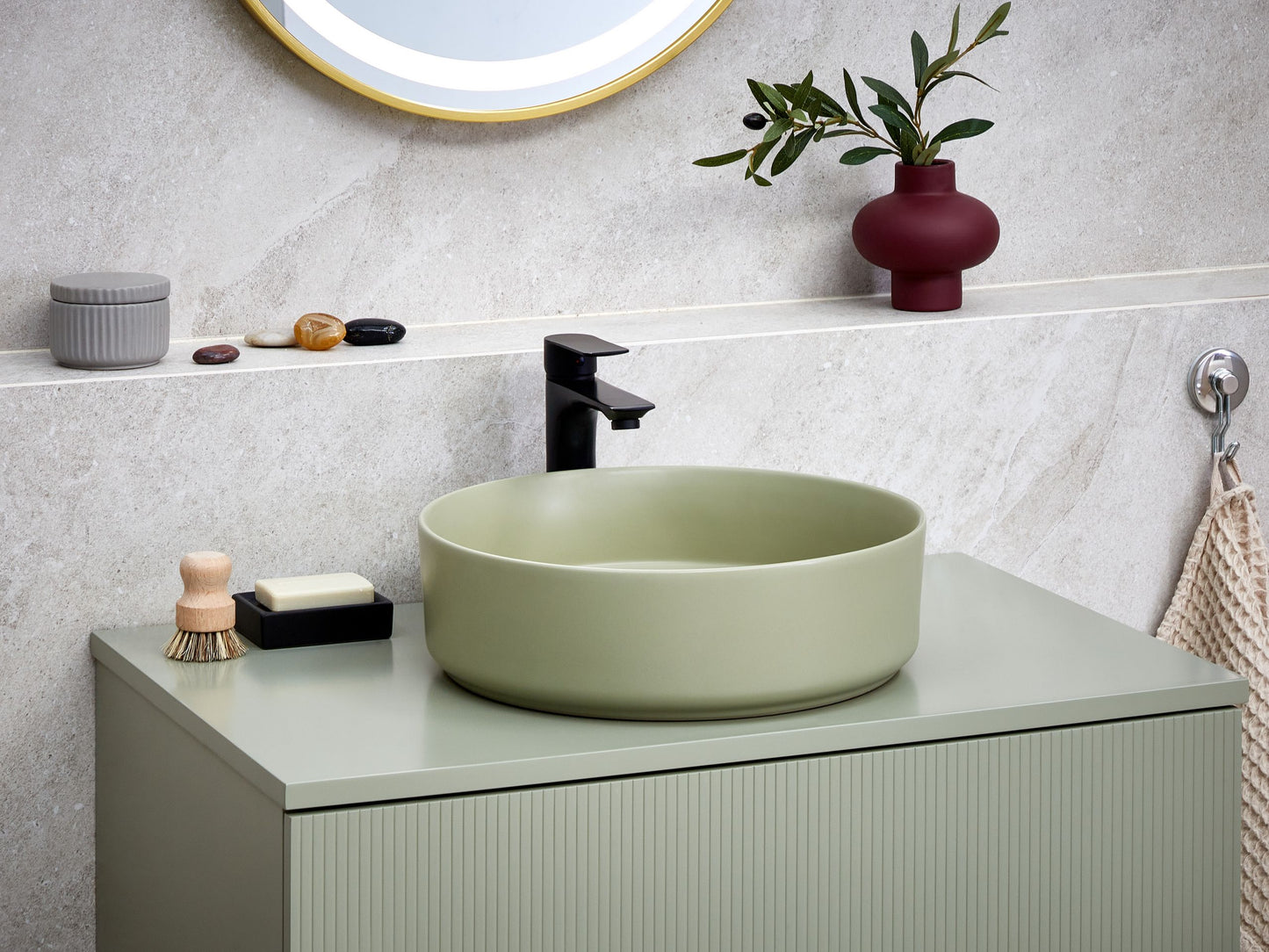 Aufsatzwaschbecken hellgrün rund ⌀ 41 cm UTIEL