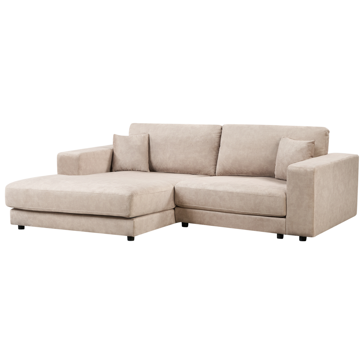 3-Sitzer Ecksofa Samtstoff beige rechtsseitig LOFOTEN