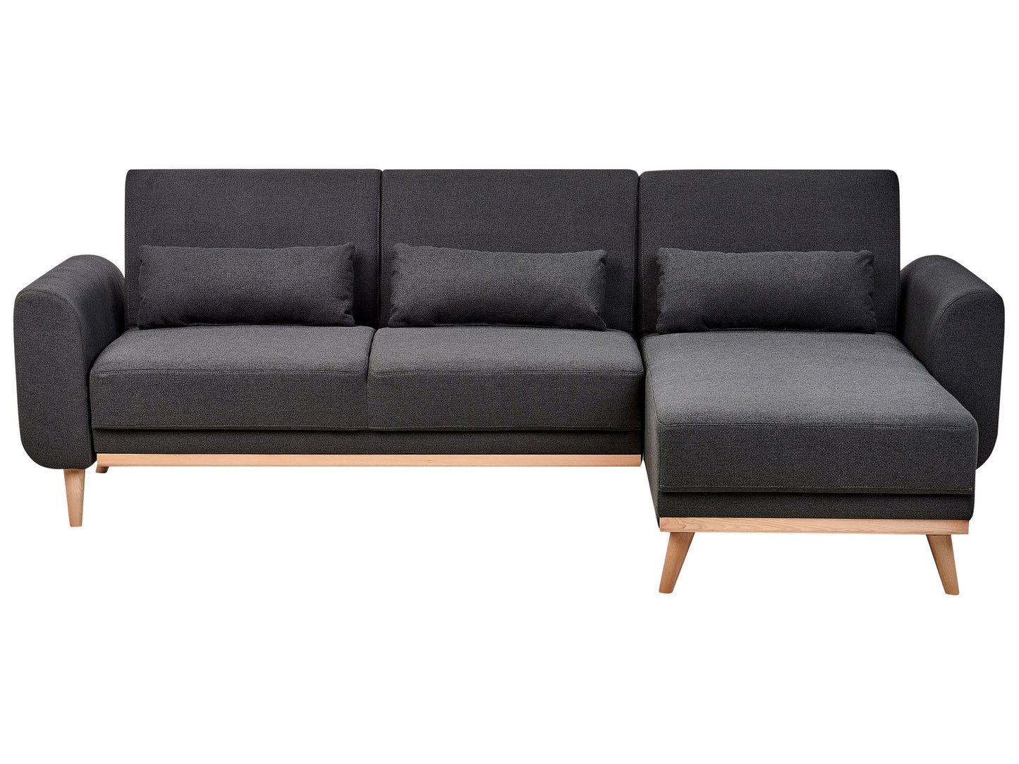 3-Sitzer Ecksofa Stoff schwarz linksseitig mit Schlaffunktion OLLSTA