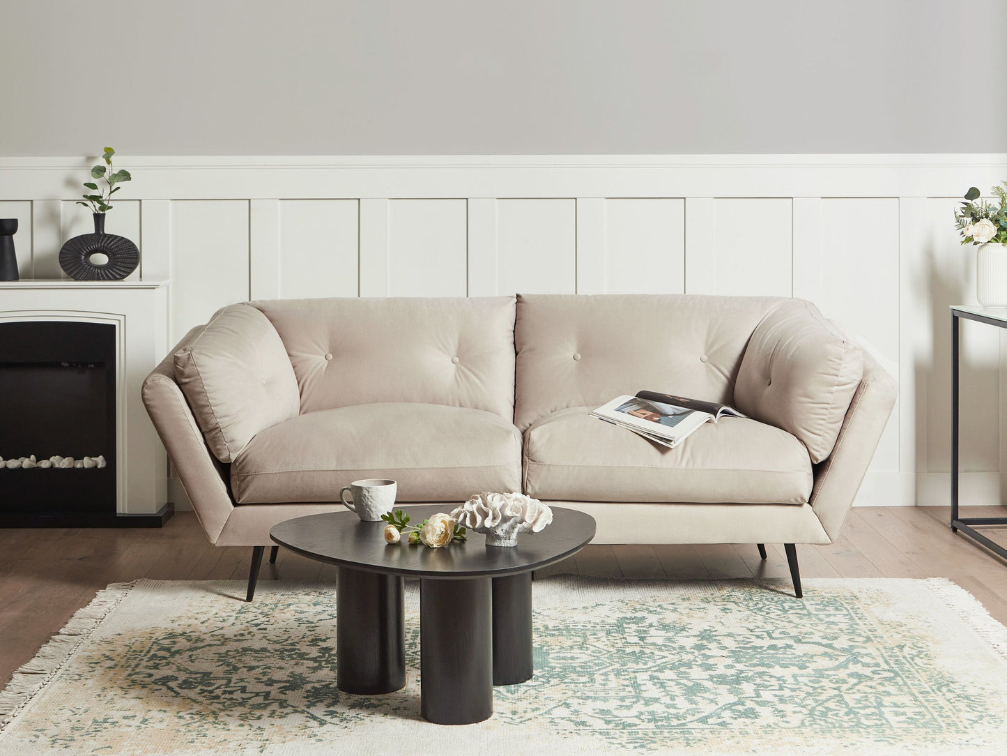 3-Sitzer Sofa Samtstoff beige LENVIK